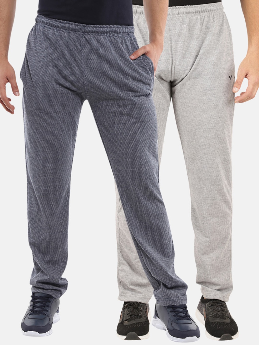 

V-Mart Men Pack Of 2 Self Design Cotton Track Pant, Grey