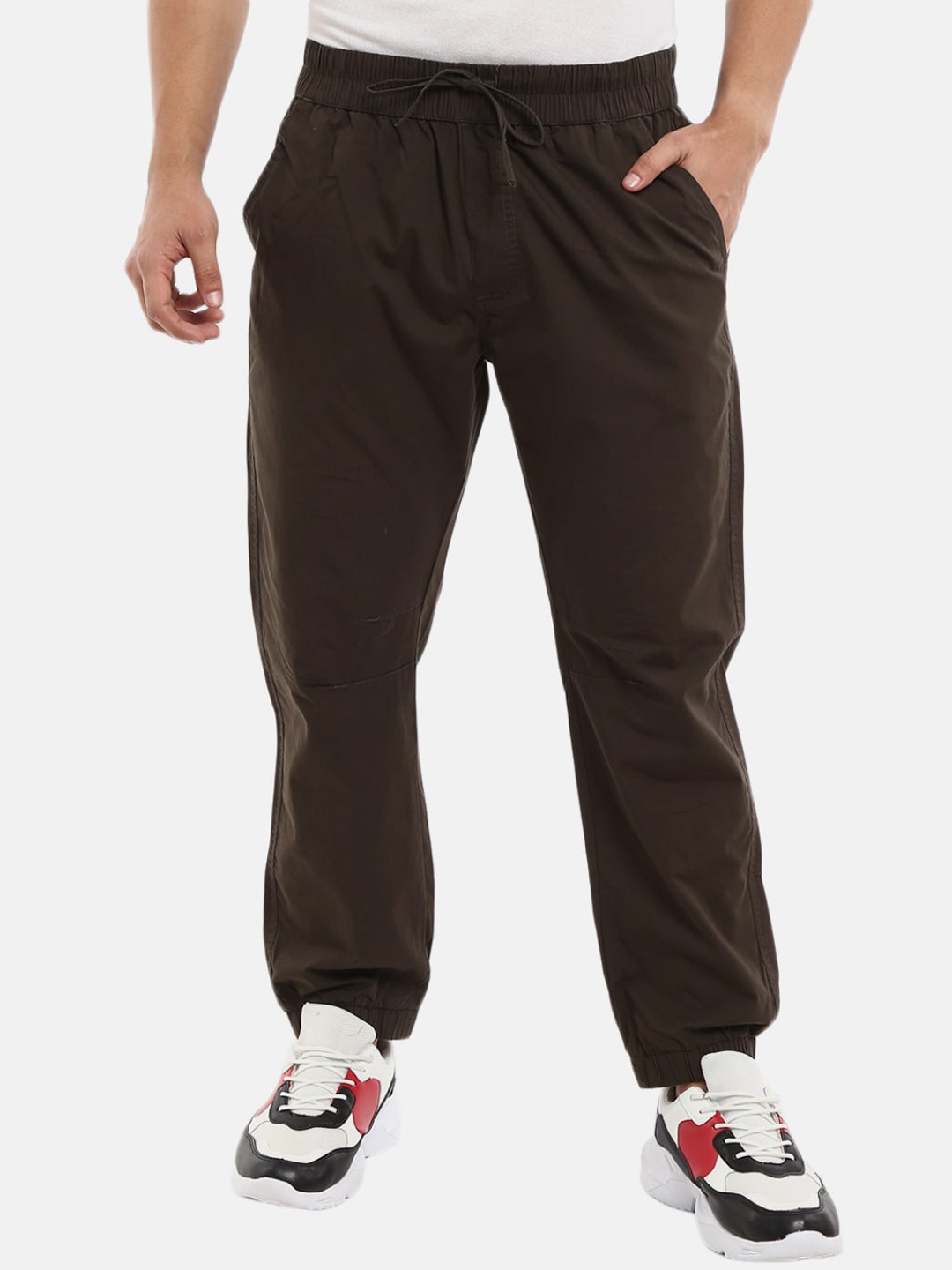 

V-Mart Men Olive Green Cotton Single Track Pants