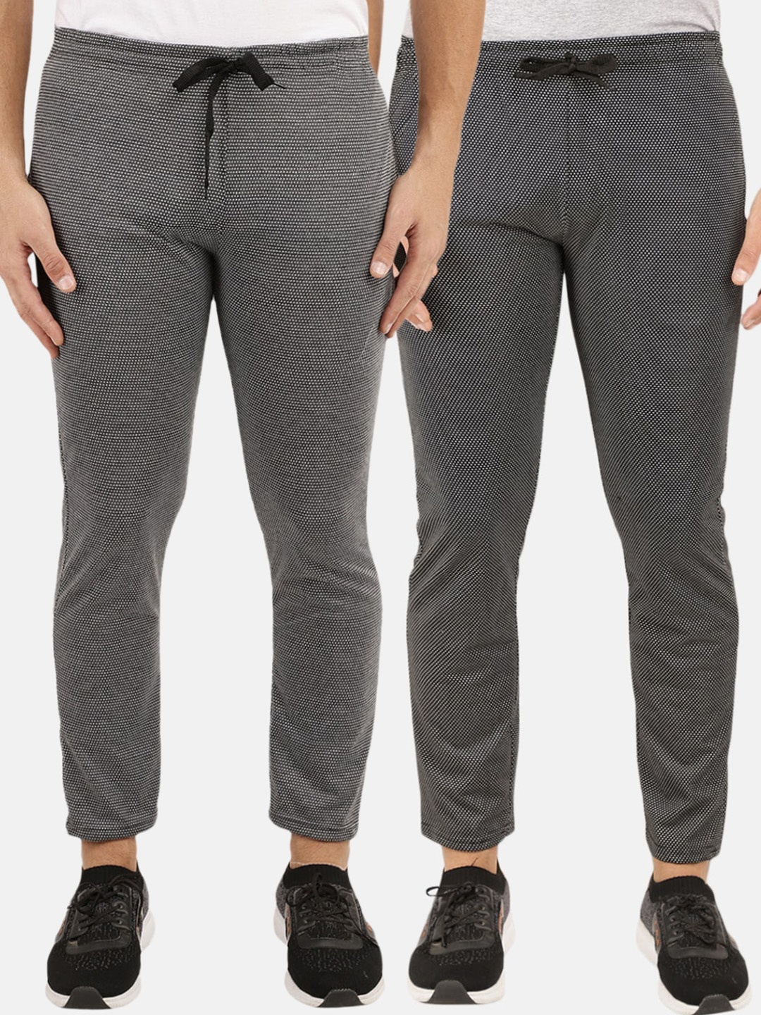 

V-Mart Men Pack of 2 Cotton Track Pants, Grey