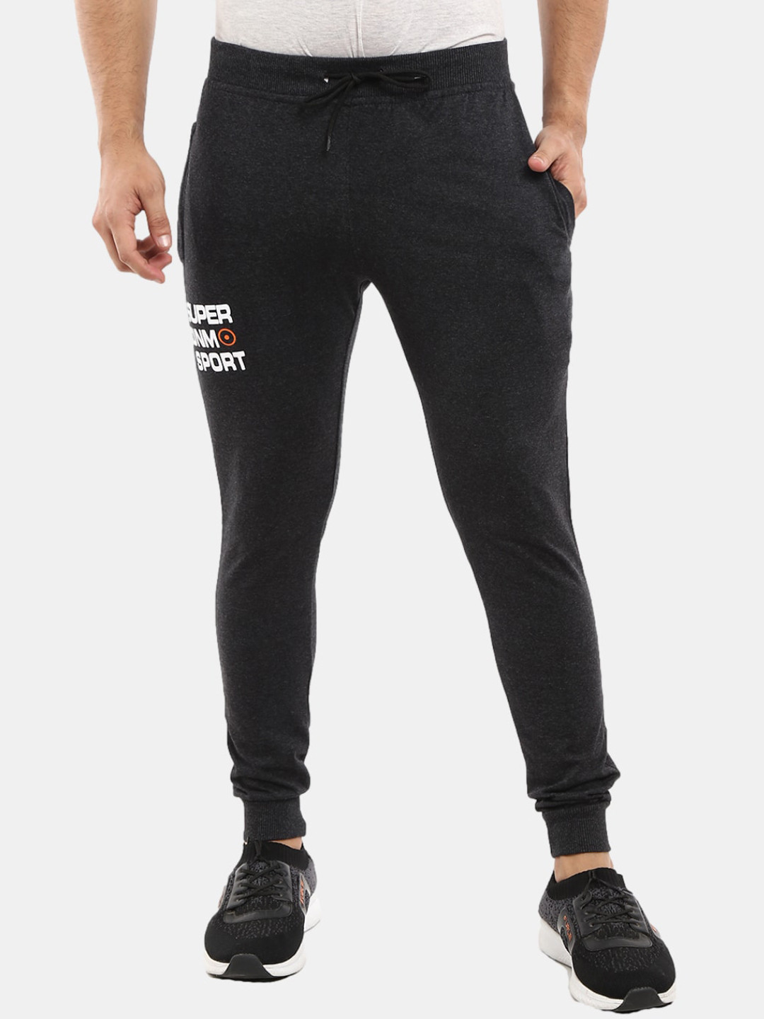 

V-Mart Men Grey Melange Solid Cotton Regular-Fit Track Pants