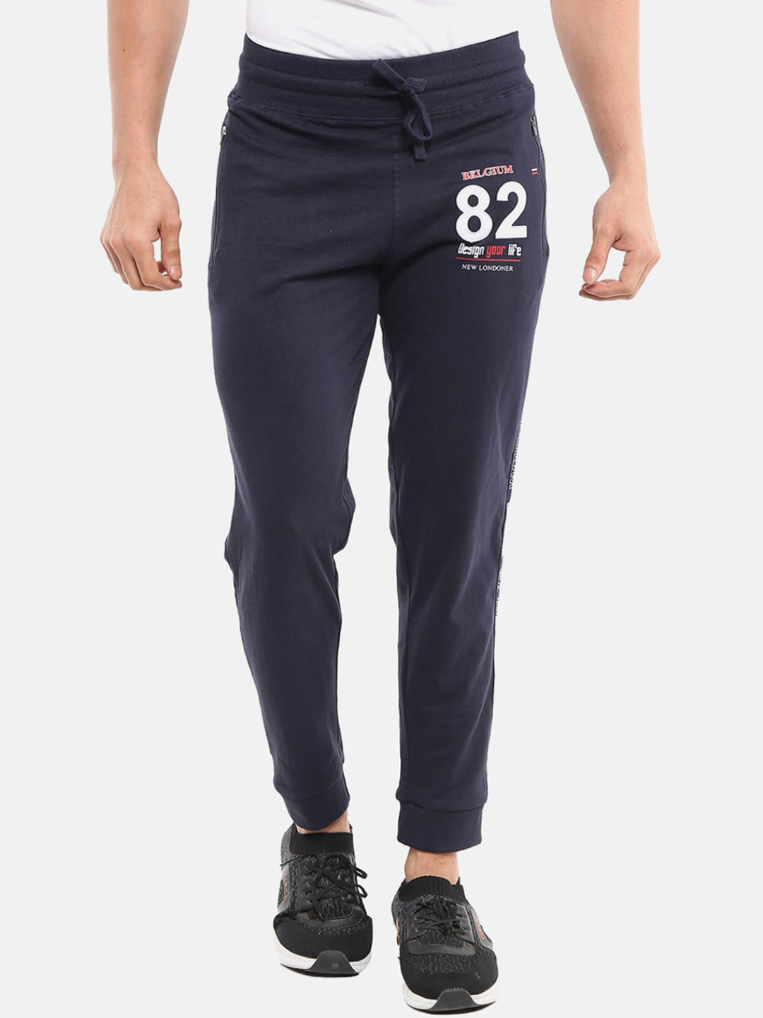 

V-Mart Men Navy Blue Solid Cotton Track Pants