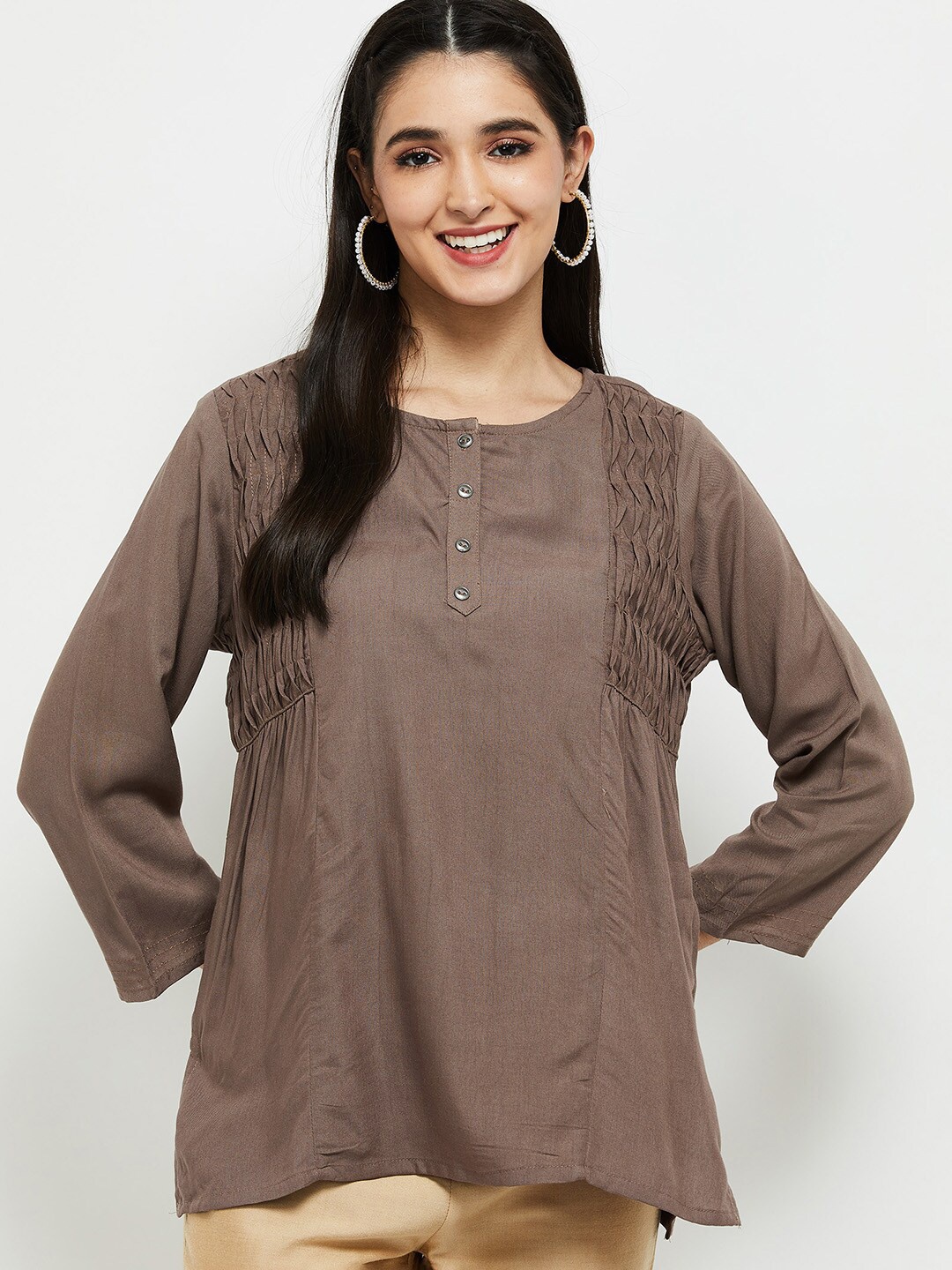 

max Women Beige Solid Top