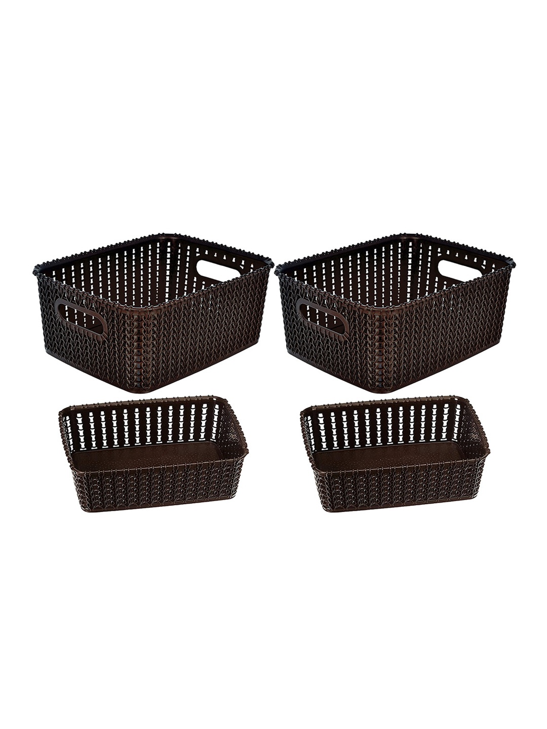 

Set of 4 Kuber Industries Brown Multipurpose Plastic Baskets
