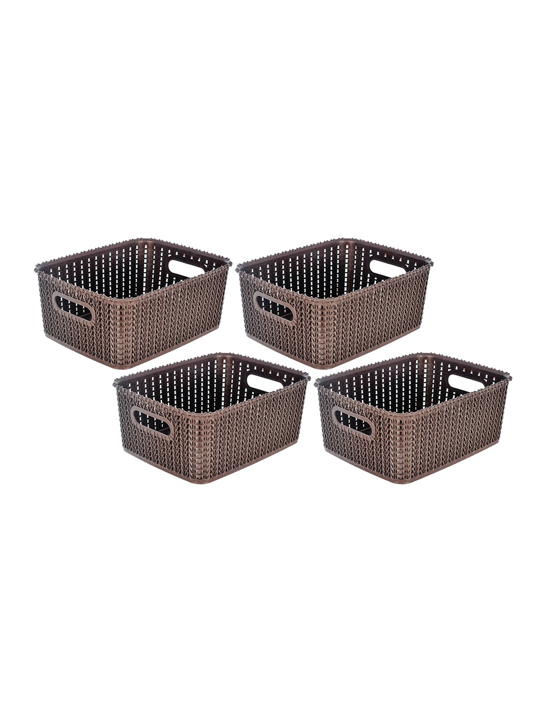 

Kuber Industries Set of 4 Brown Multipurpose Plastic Baskets