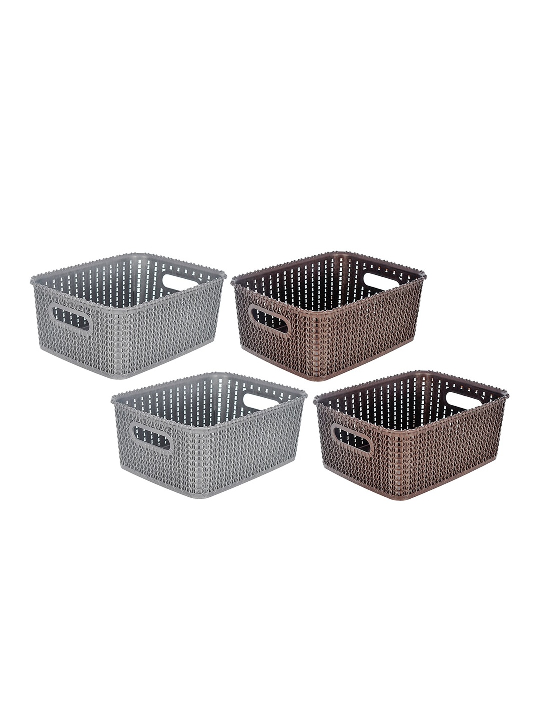 

Kuber Industries Unisex Grey & Brown Set Of 4 Kitchen Storage Basket
