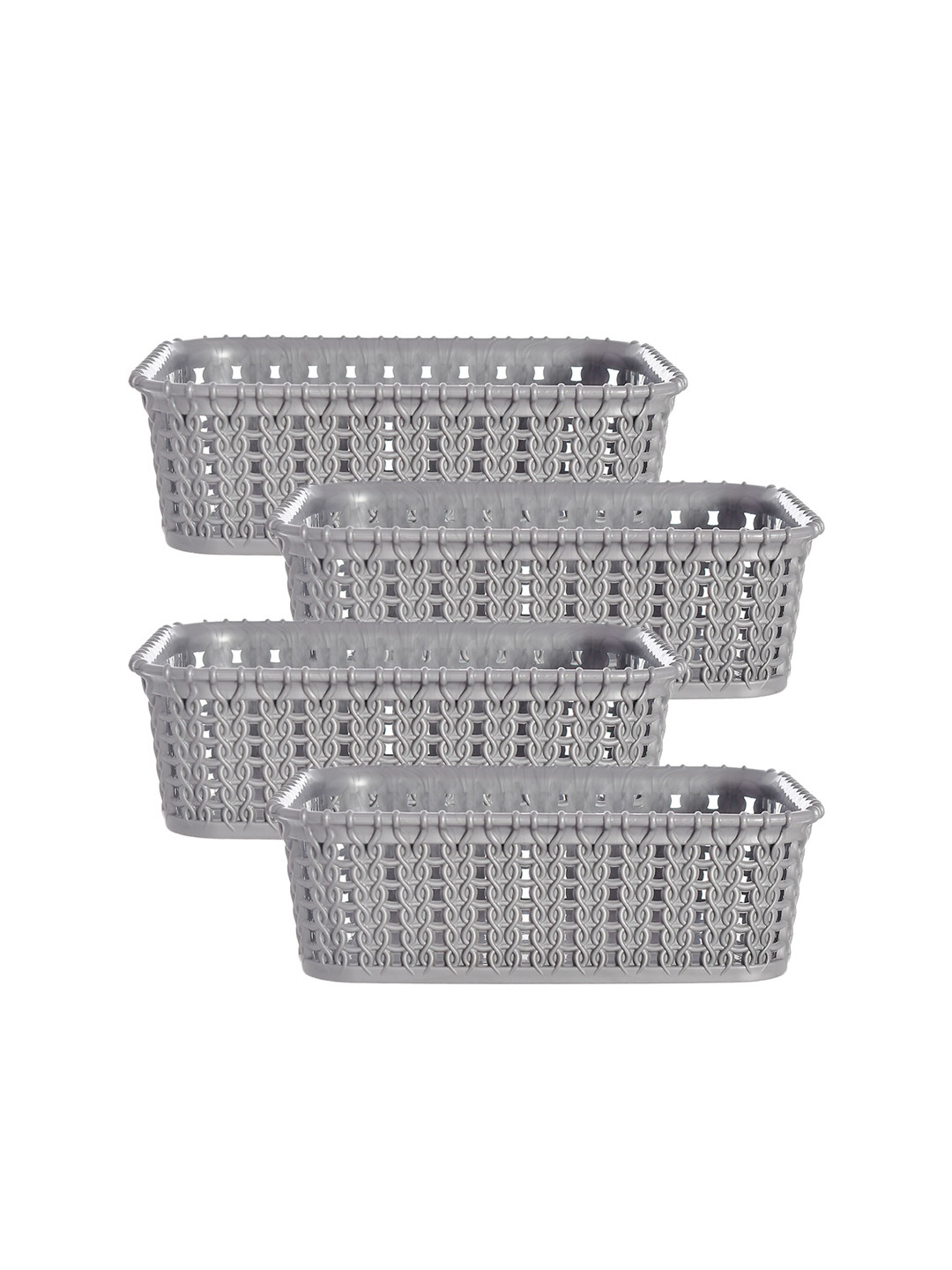 

Kuber Industries Pack of 4 Grey Small Kitchen Storage Basket