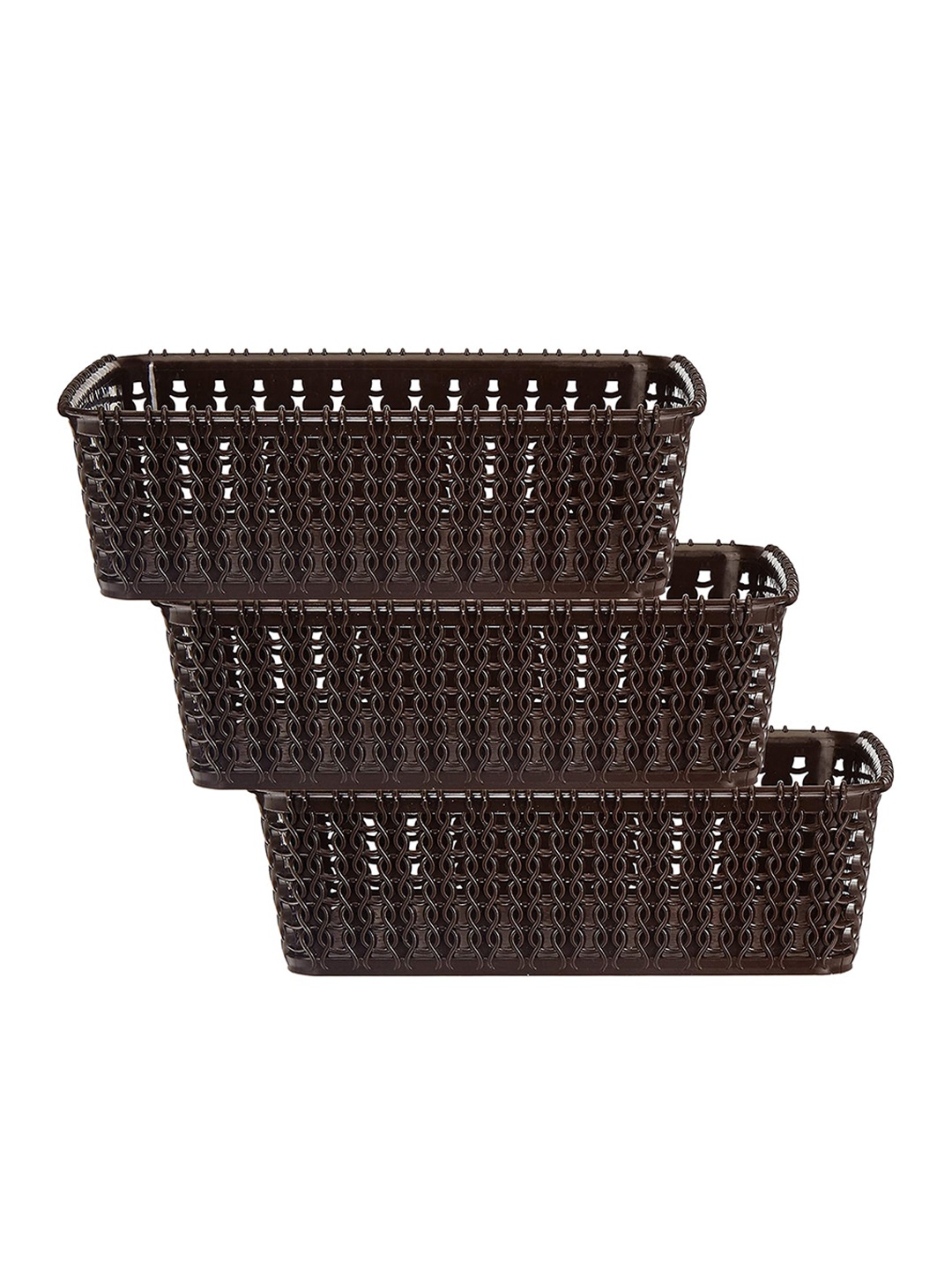 

Kuber Industries Set of 3 Brown Multipurpose Baskets