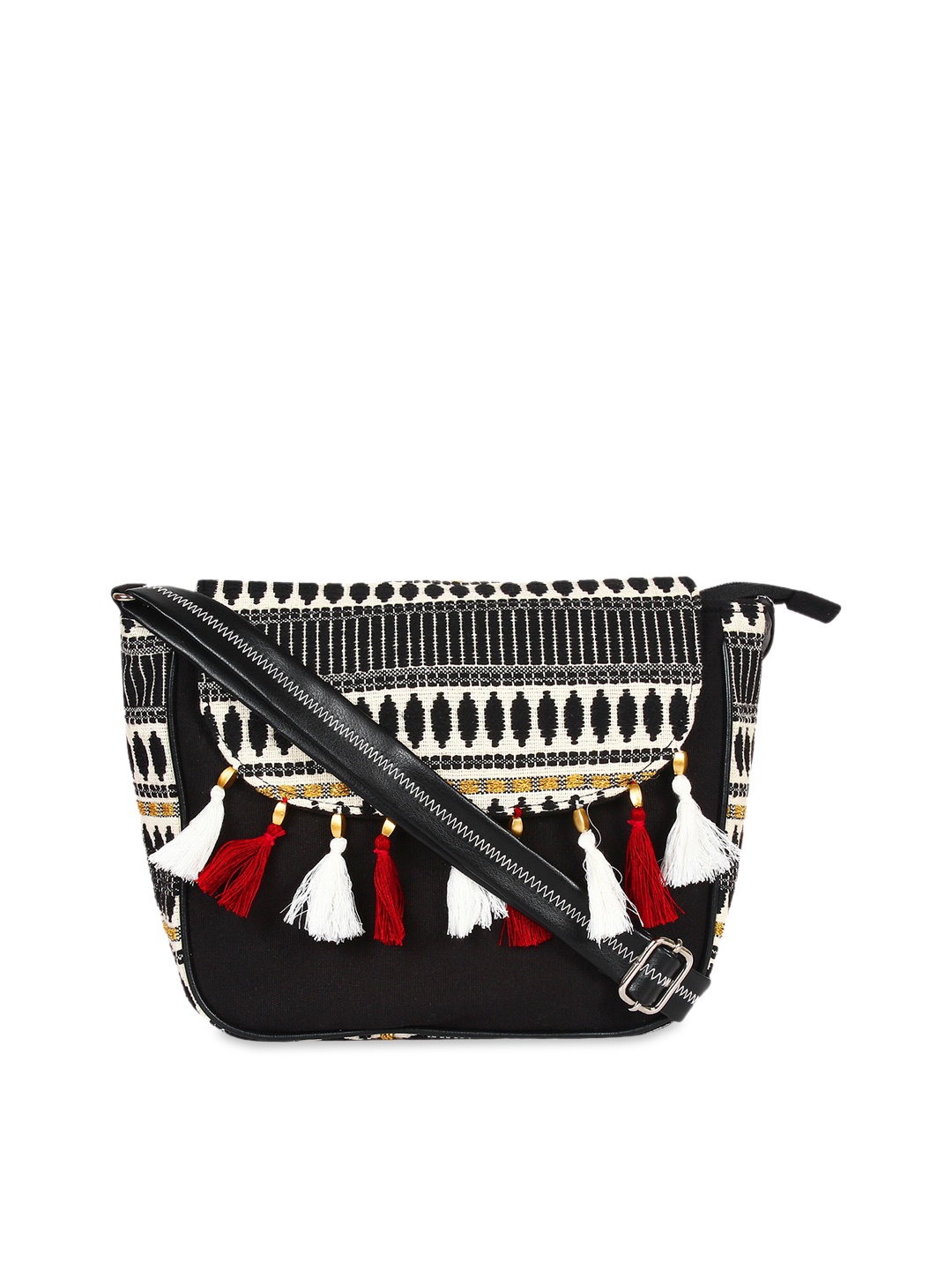 

Anekaant Black Swagger Sling Bag with Tasselled