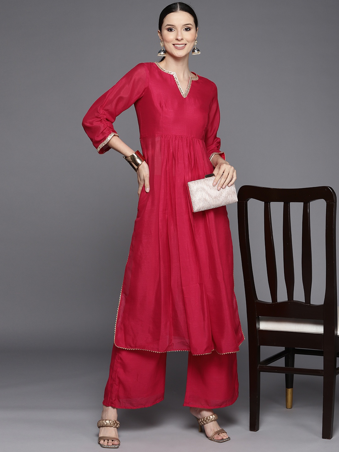 

MASSTANI BY INDDUS Women Pink Sequinned Kurta with Palazzos