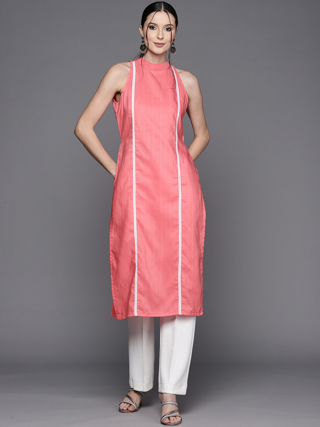 

MASSTANI BY INDDUS Women Pink Striped Kurta