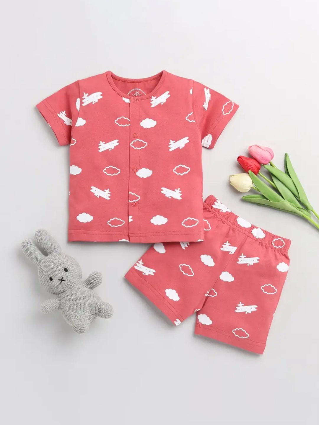 

Clt s Unisex Kids Coral Printed Night suit 100% Cotton
