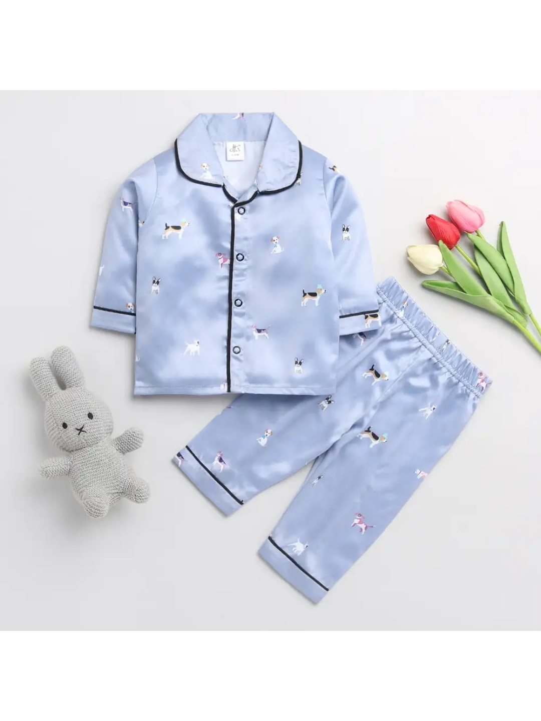 

Clt s Unisex Kids Blue Printed Night suit
