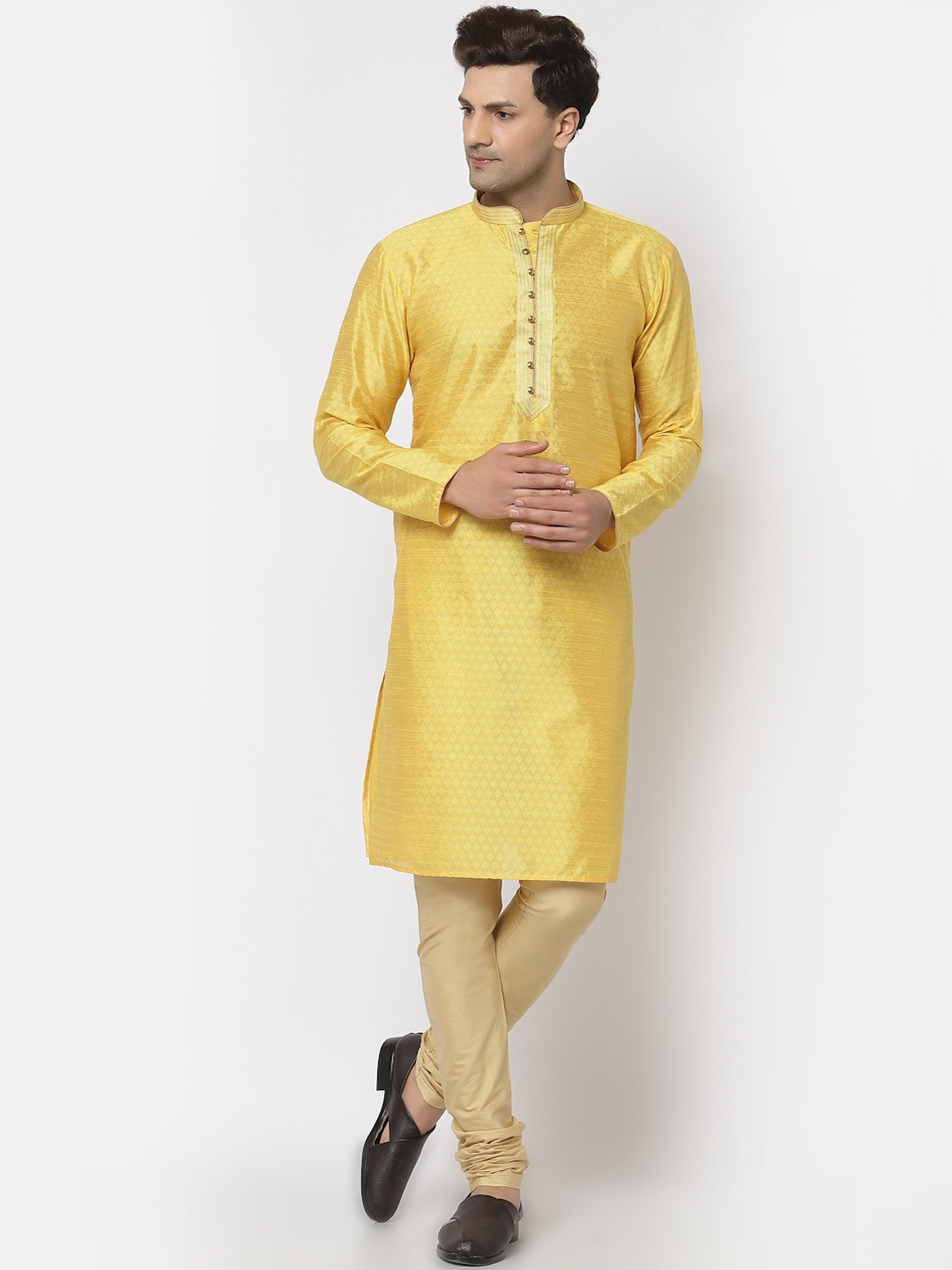 

Chitwan Mohan Men Yellow Kurta with Churidar