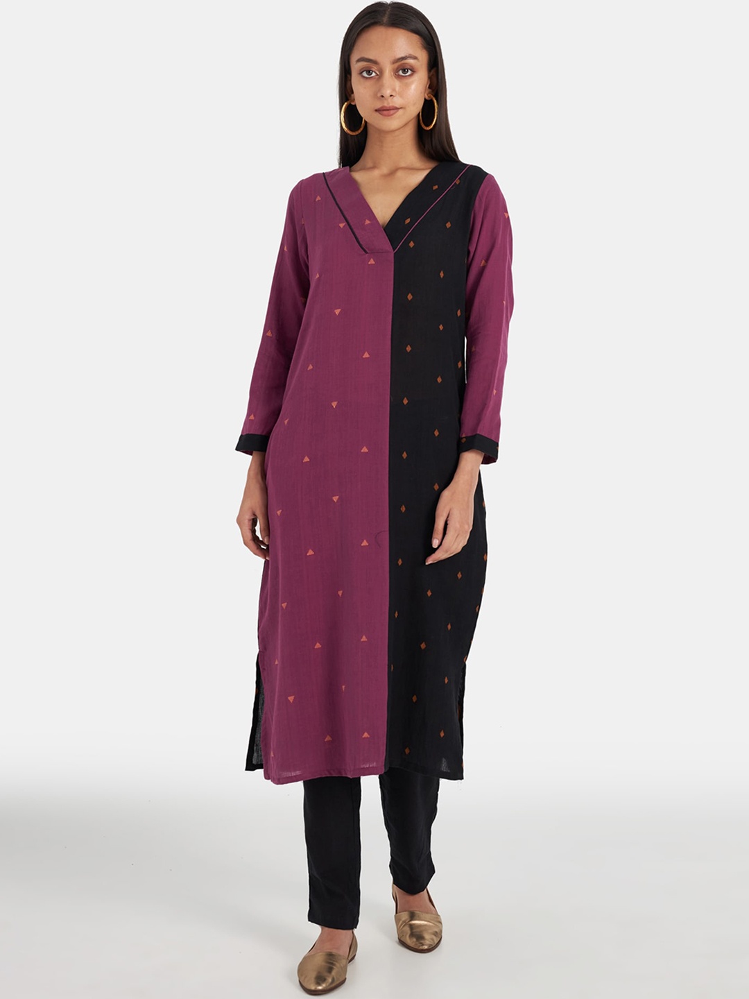 

Suta Women Purple Printed Pure Cotton Kurta with Trousers