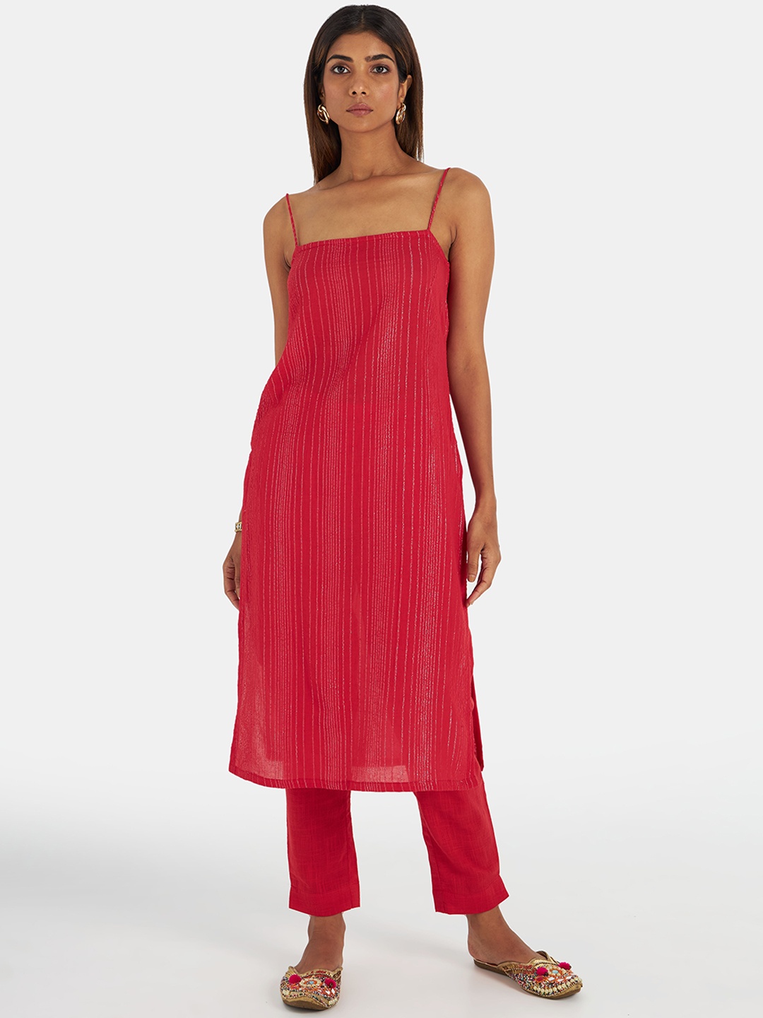 

Suta Red Kurta with Trousers