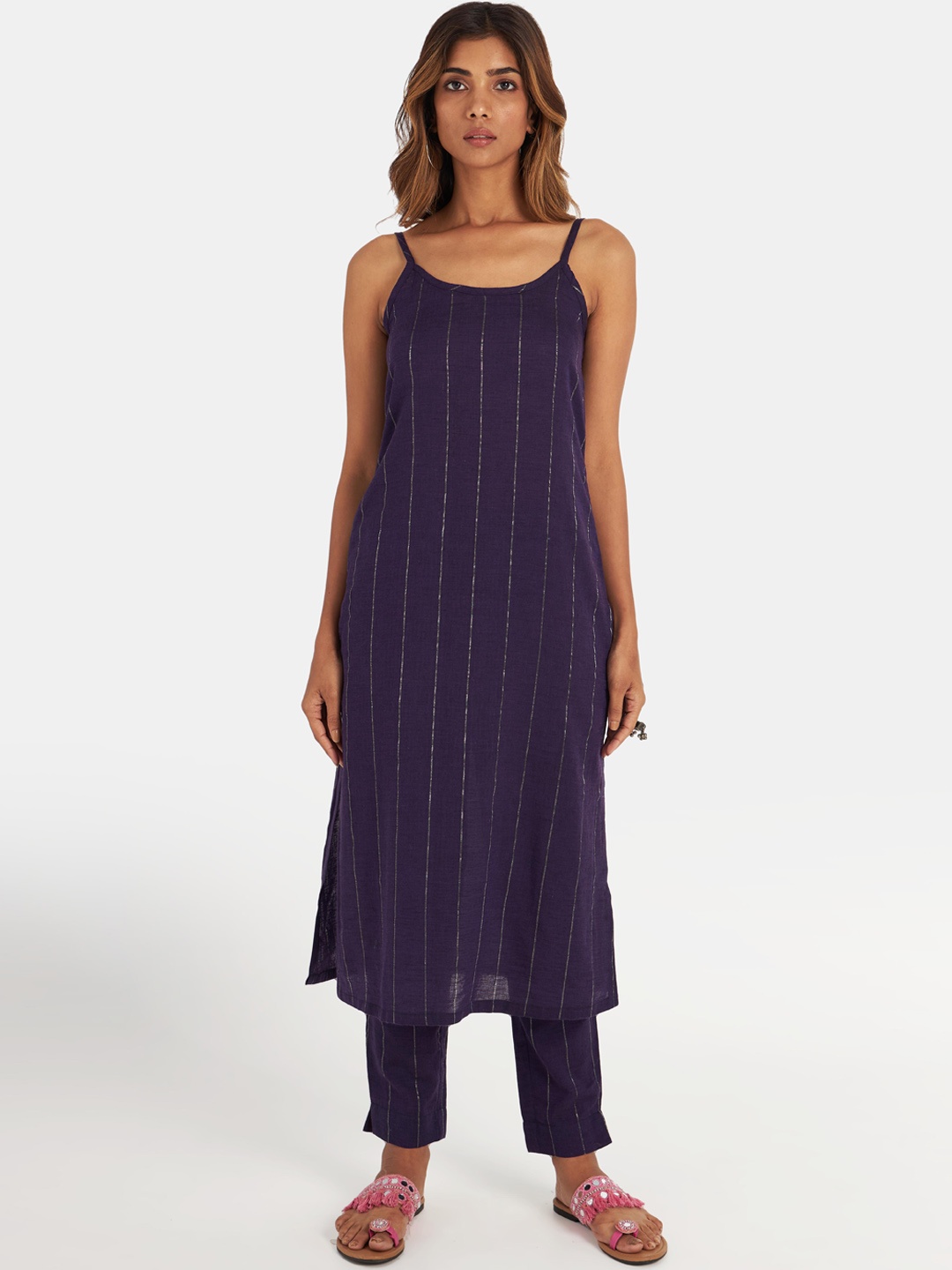 

Suta Violet Striped Kurta with Trousers