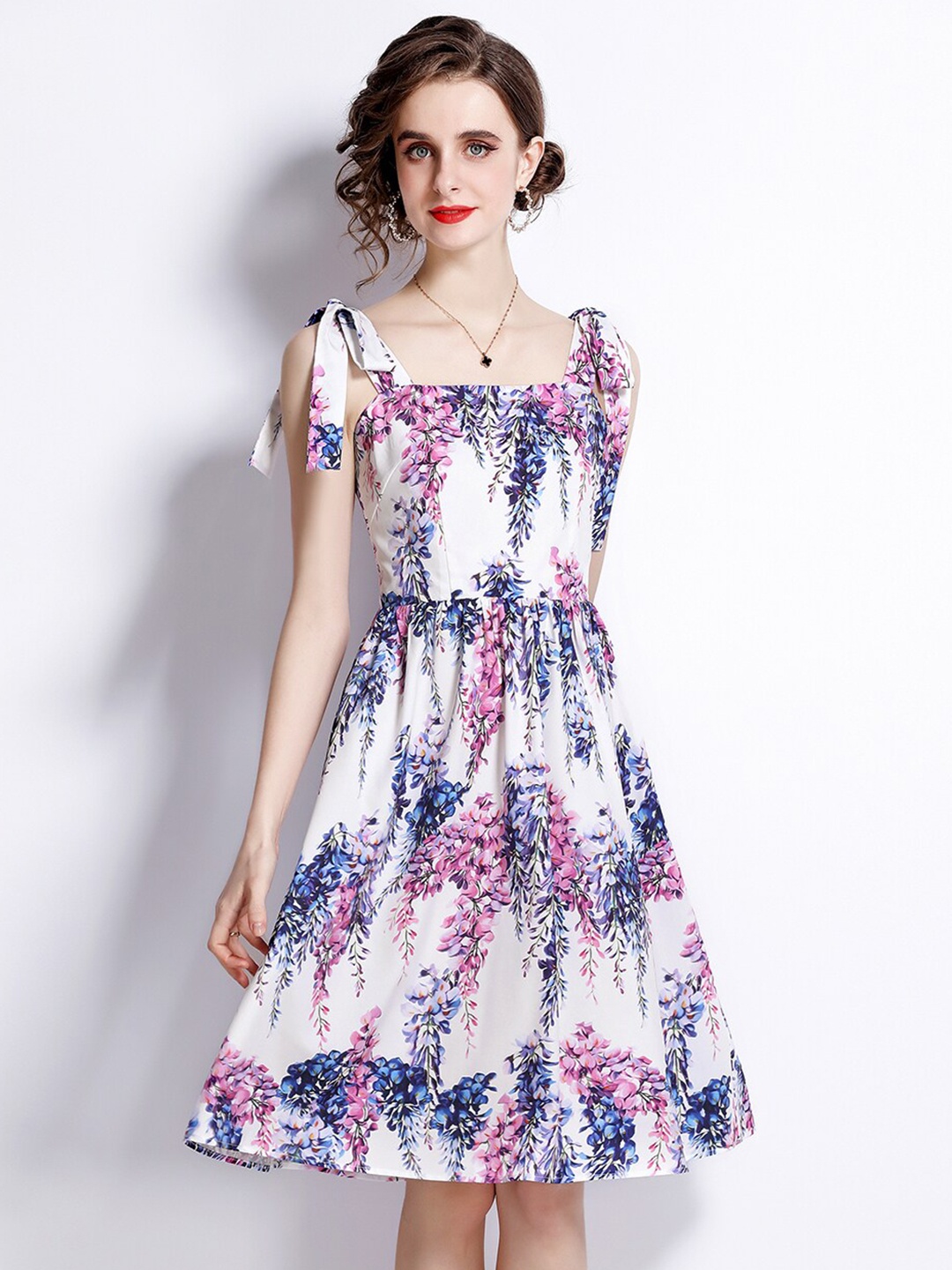 

JC Collection Women Purple & Blue Floral Printed Dress