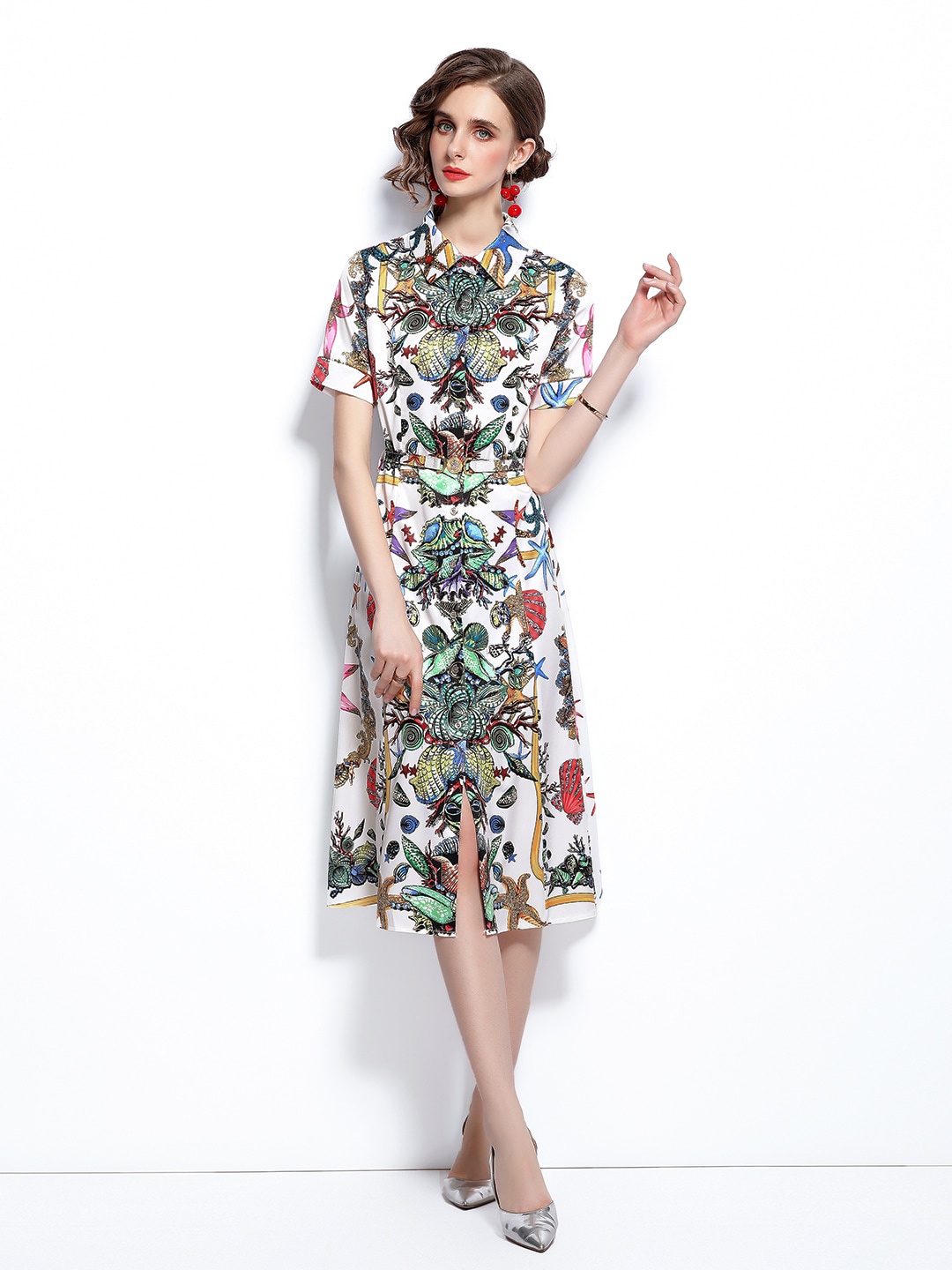 

JC Collection Women Multicoloured Floral Printed Shirt Midi Dress, Multi