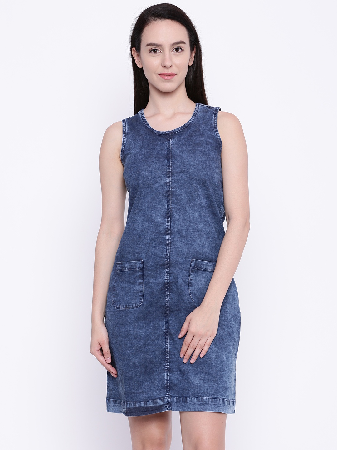 

AND Women Blue Denim A-Line Dress