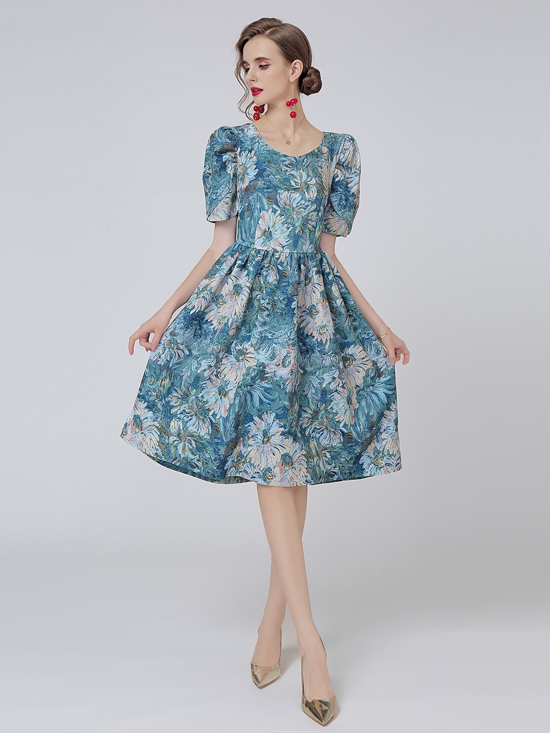 

JC Collection Women Blue Floral Printed Dress