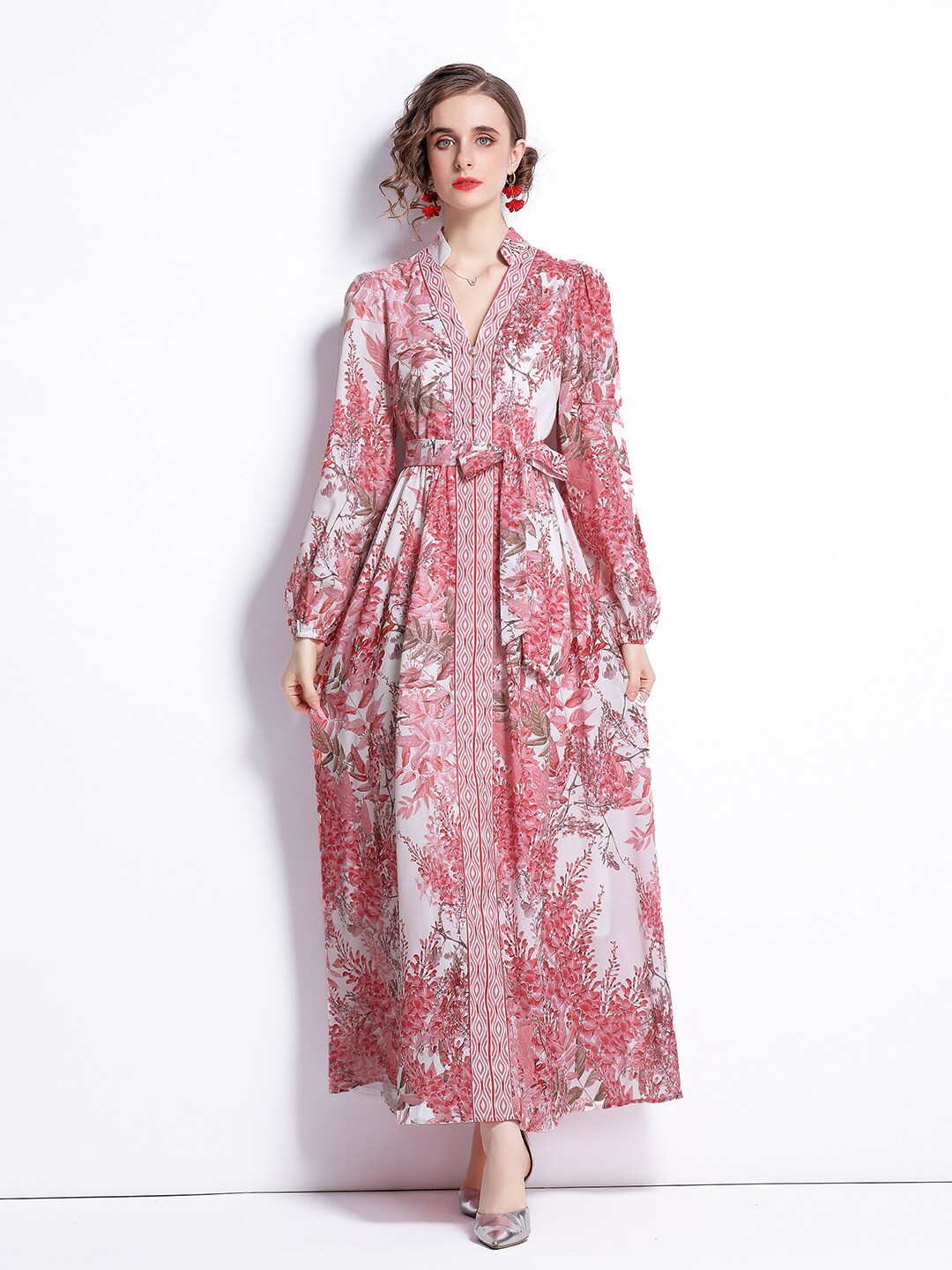 

JC Collection Pink & White Floral Maxi Dress