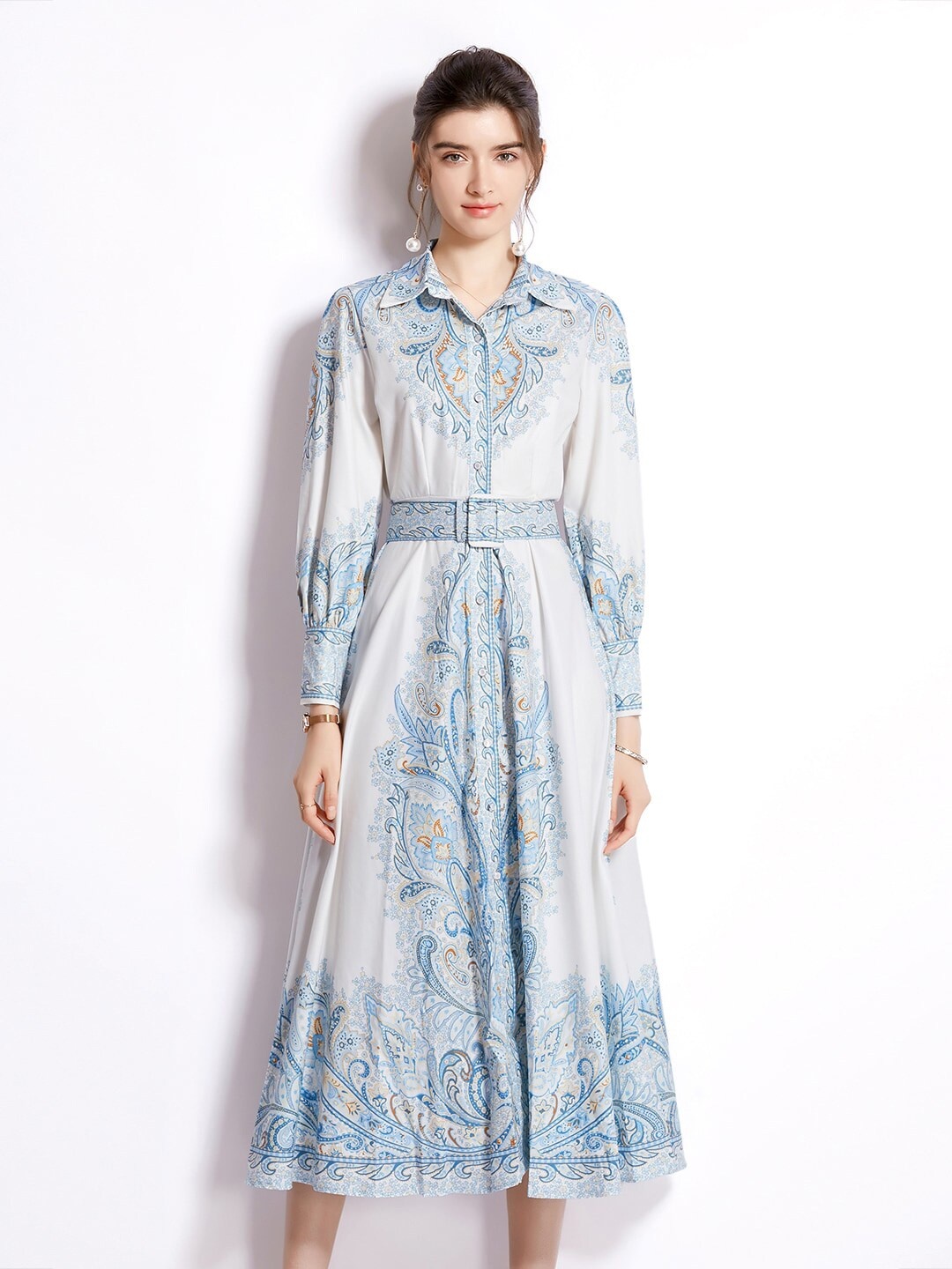

JC Collection Women Blue Ethnic Motifs Shirt Dress