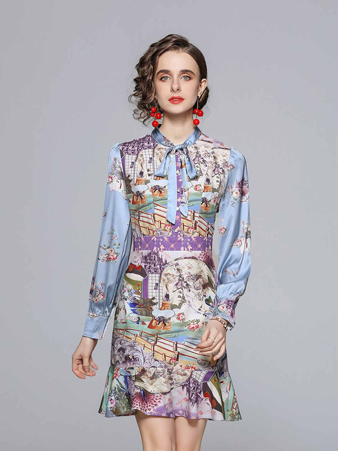 

JC Collection Blue & Purple Floral Dress