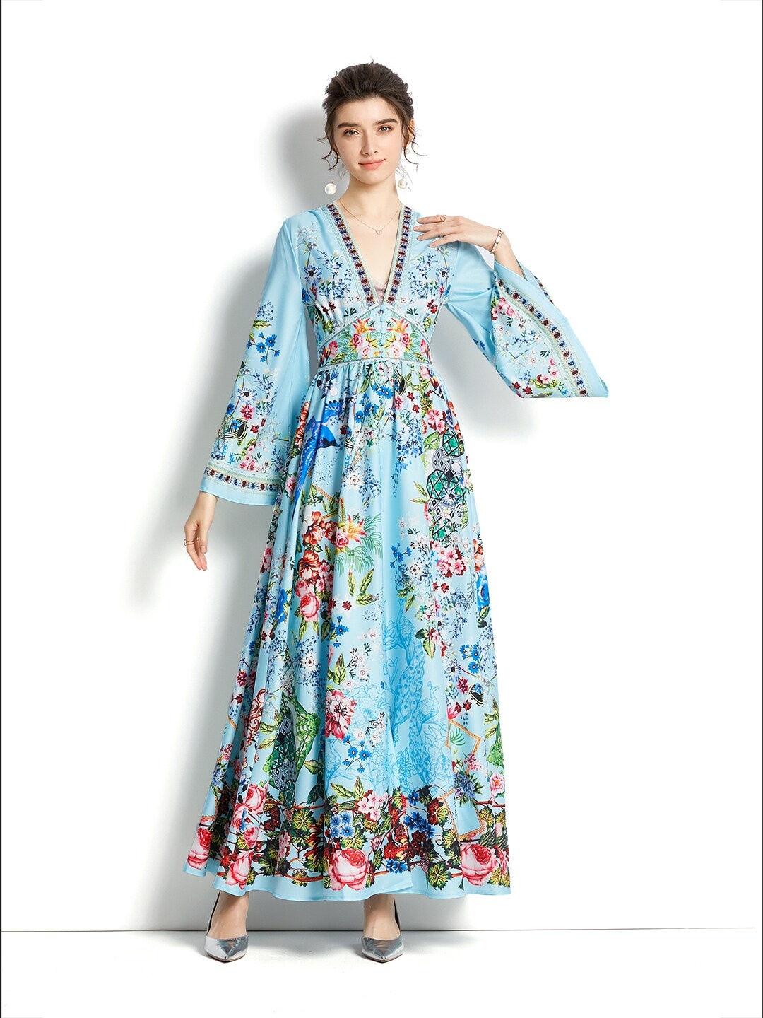 

JC Collection Women Blue Floral Maxi Dress
