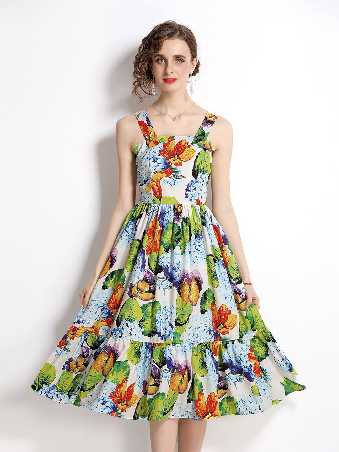 

JC Collection Multicoloured Floral Printed Midi Dress, Multi
