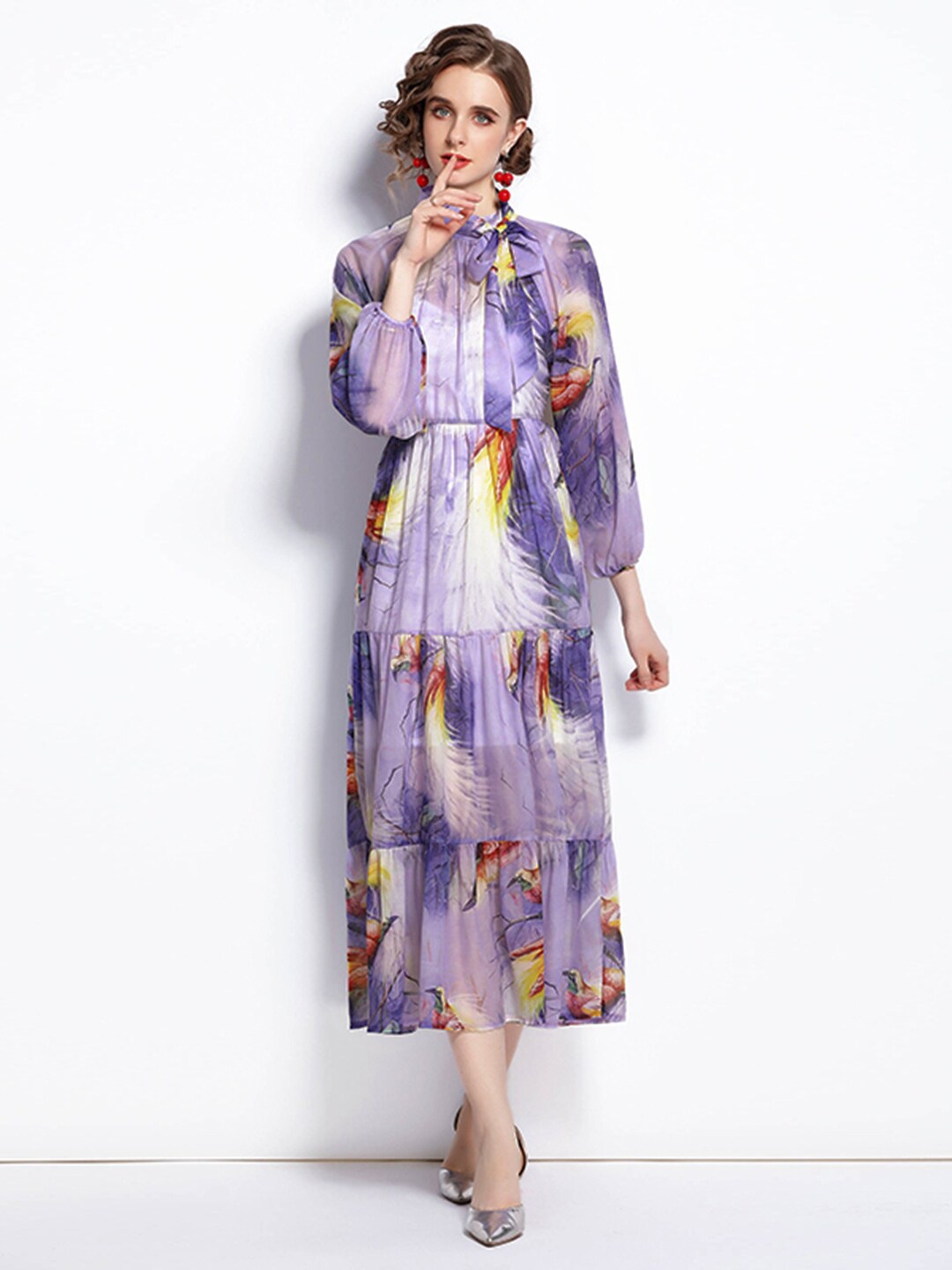 

JC Collection Women Violet Floral Printed Maxi Dress