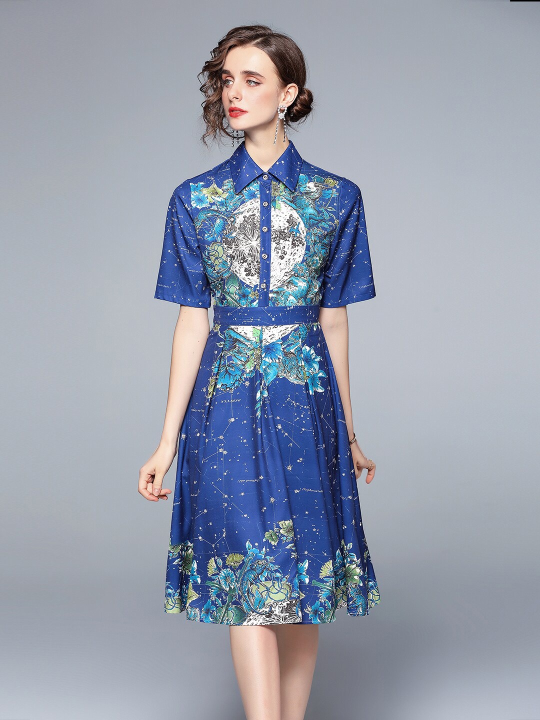 

JC Collection Navy Blue & White Shirt Dress