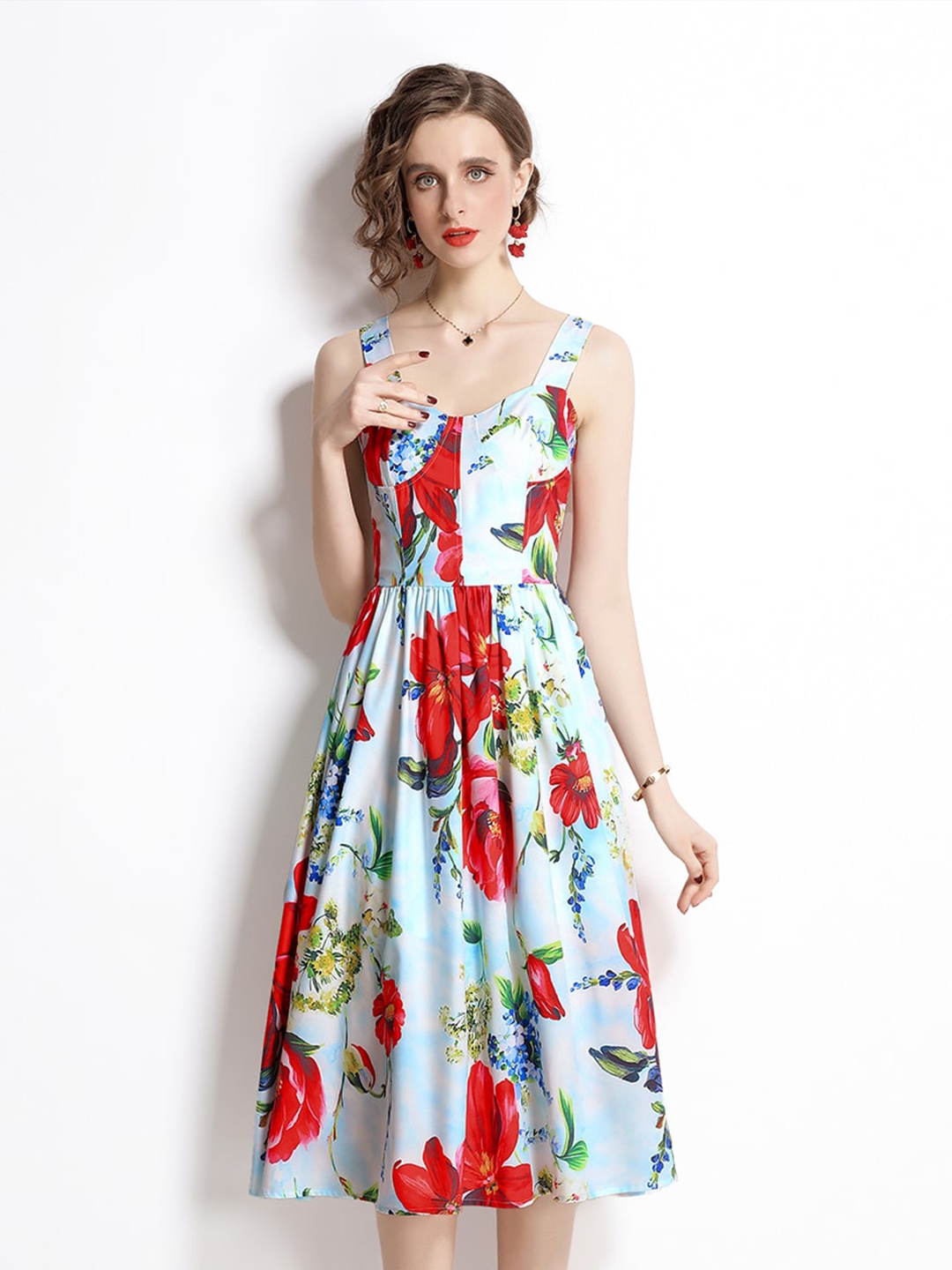 

JC Collection Multicoloured Floral Printed Midi Dress, Multi