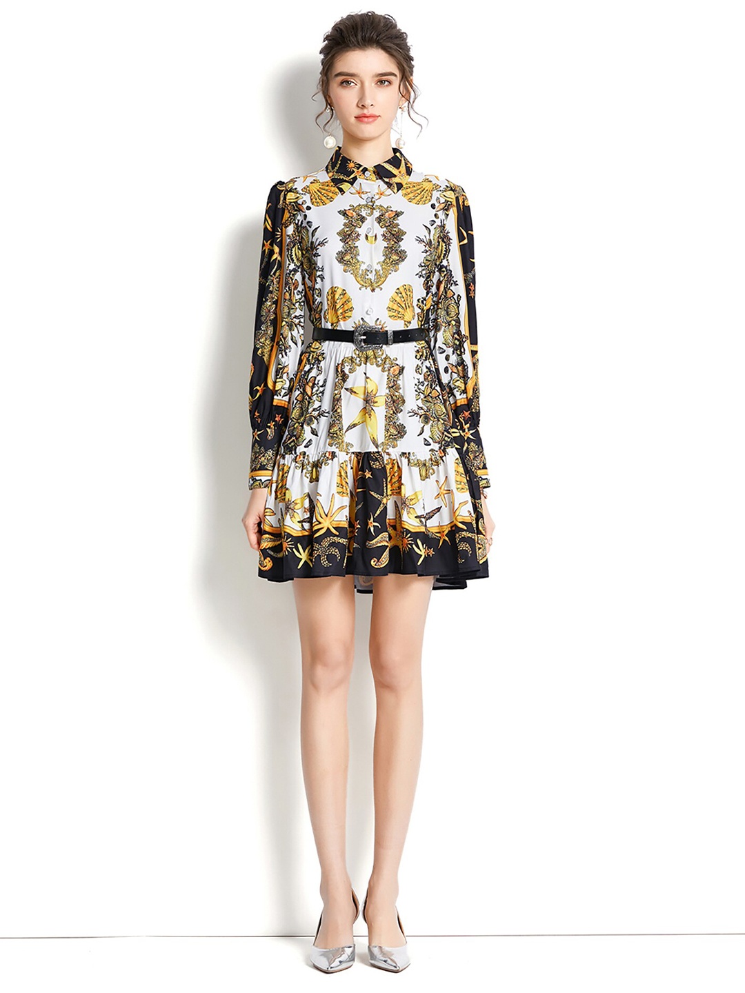 

JC Collection Women Yellow & White Floral Printed Mini Dress