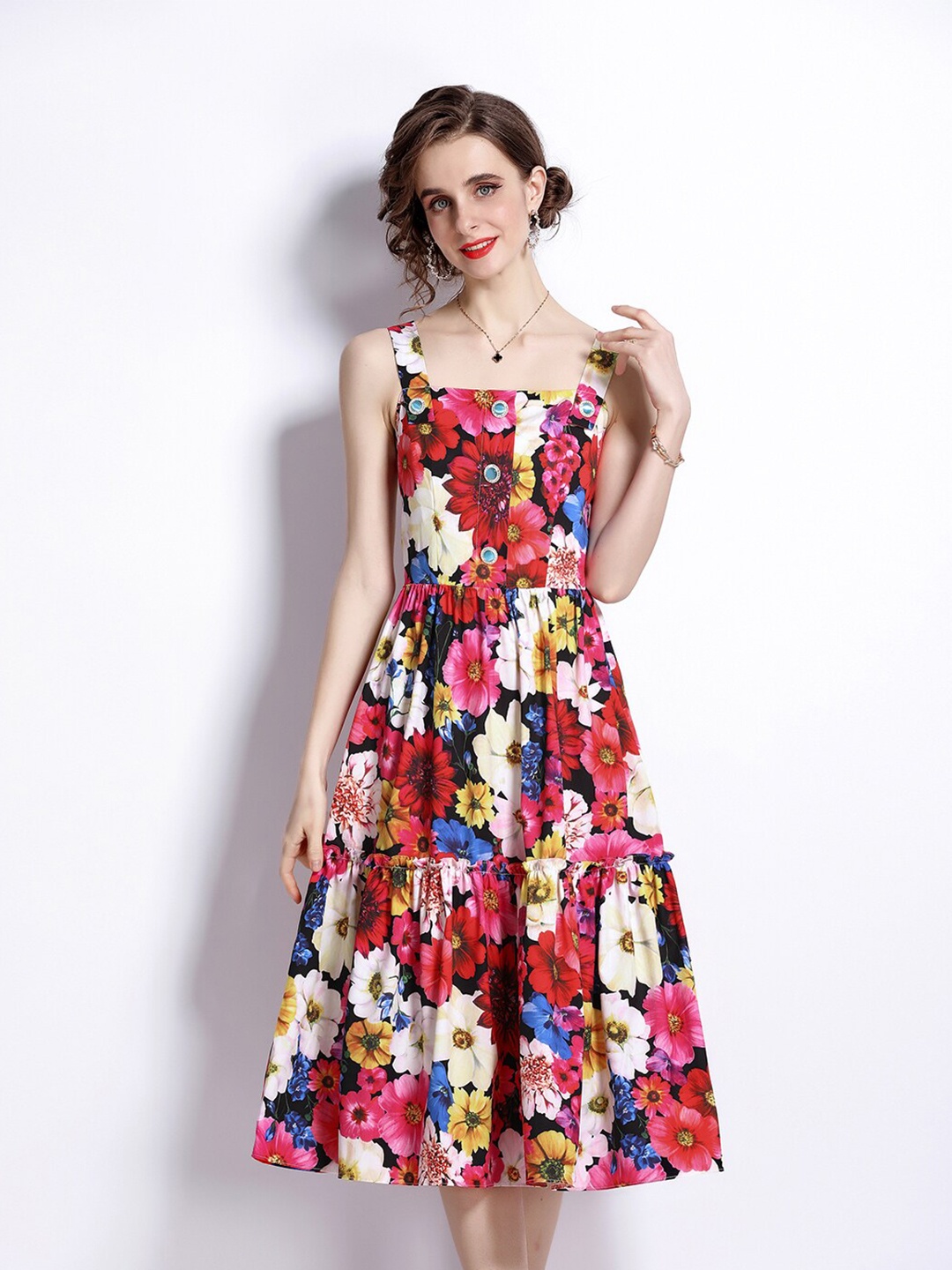 

JC Collection Multicoloured Floral Midi Dress, Multi