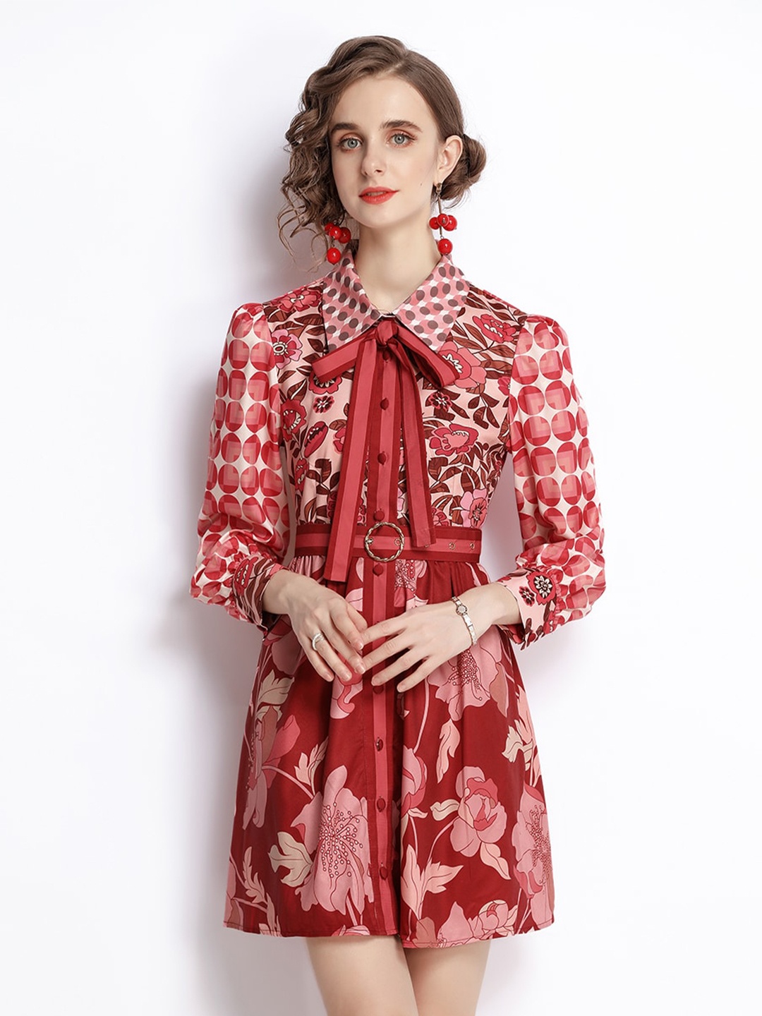 

JC Collection Women Red Floral Printed Dress