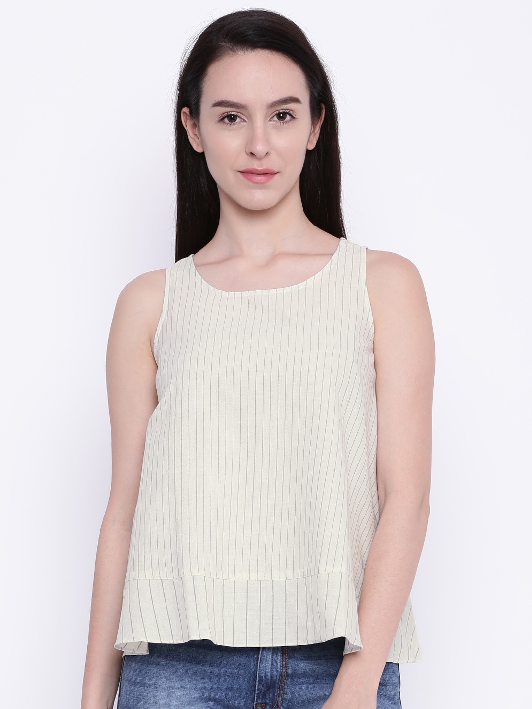 

AND Off-White & Black Striped Pure Cotton Top