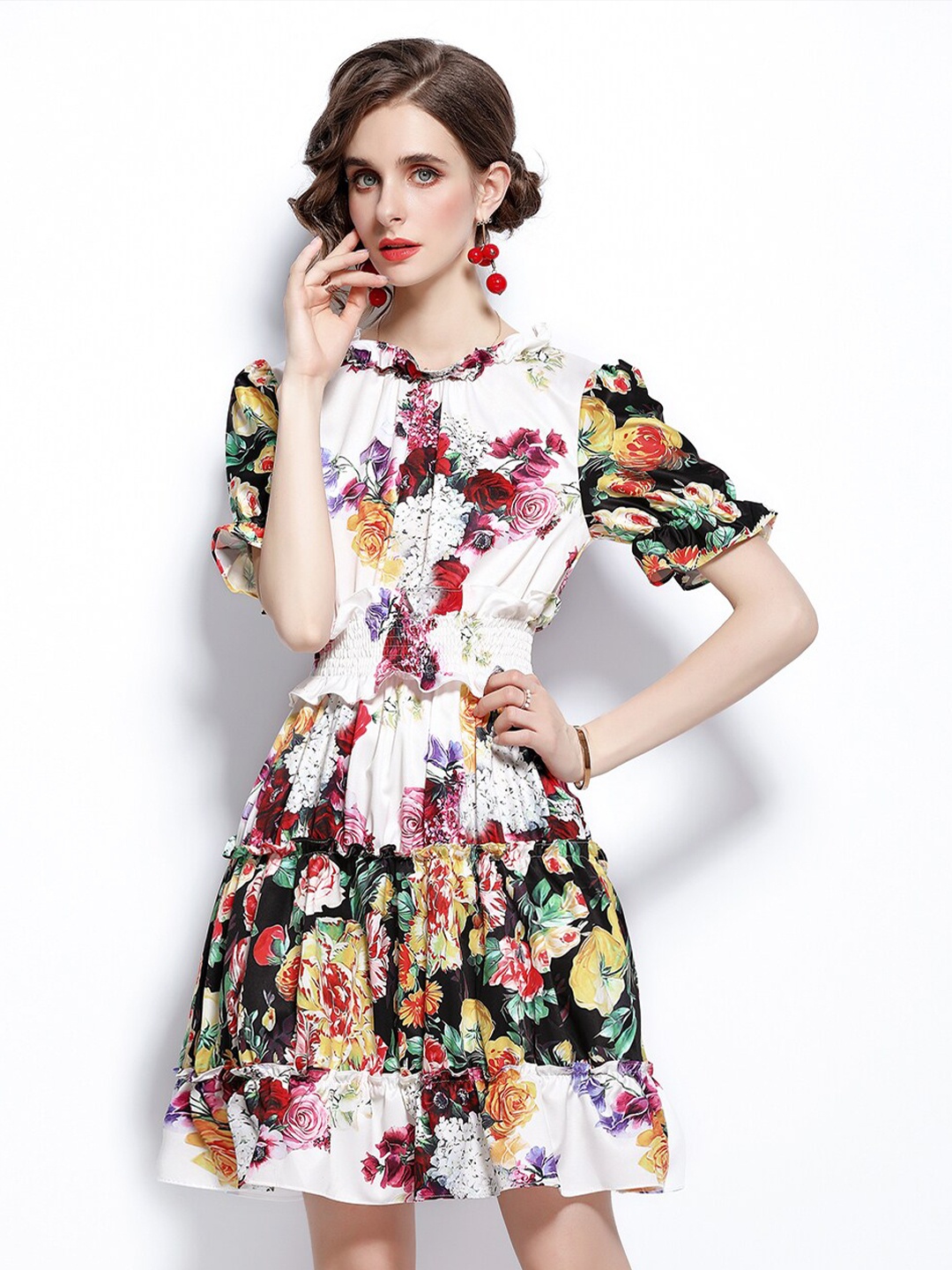 

JC Collection Multicoloured Cinched Waist Floral Dress, Multi