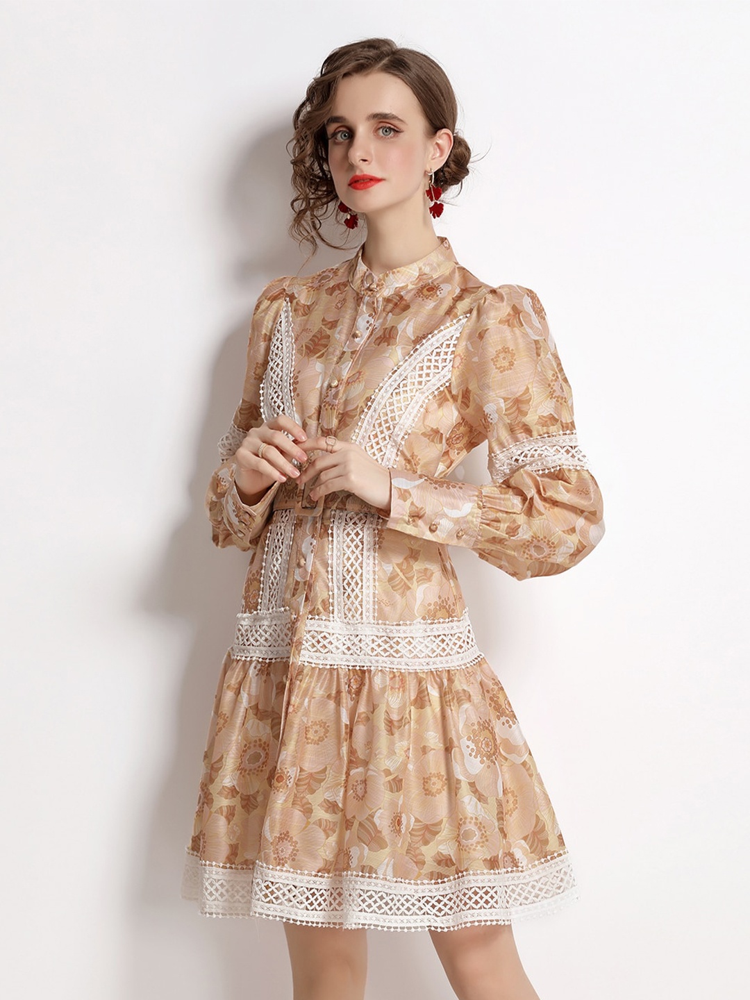 

JC Collection Beige & White Floral Dress