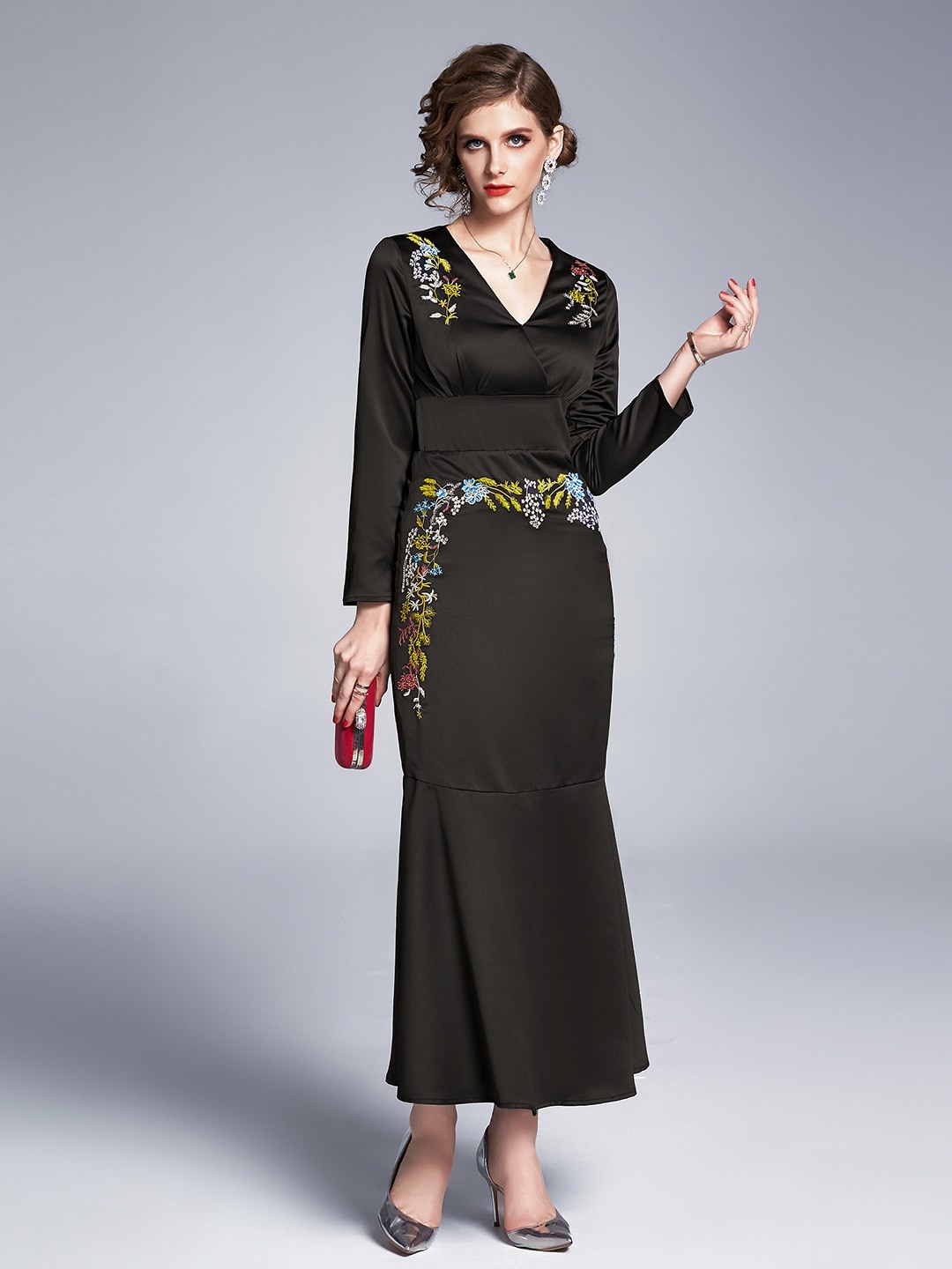 

JC Collection Black Floral Printed Maxi Dress