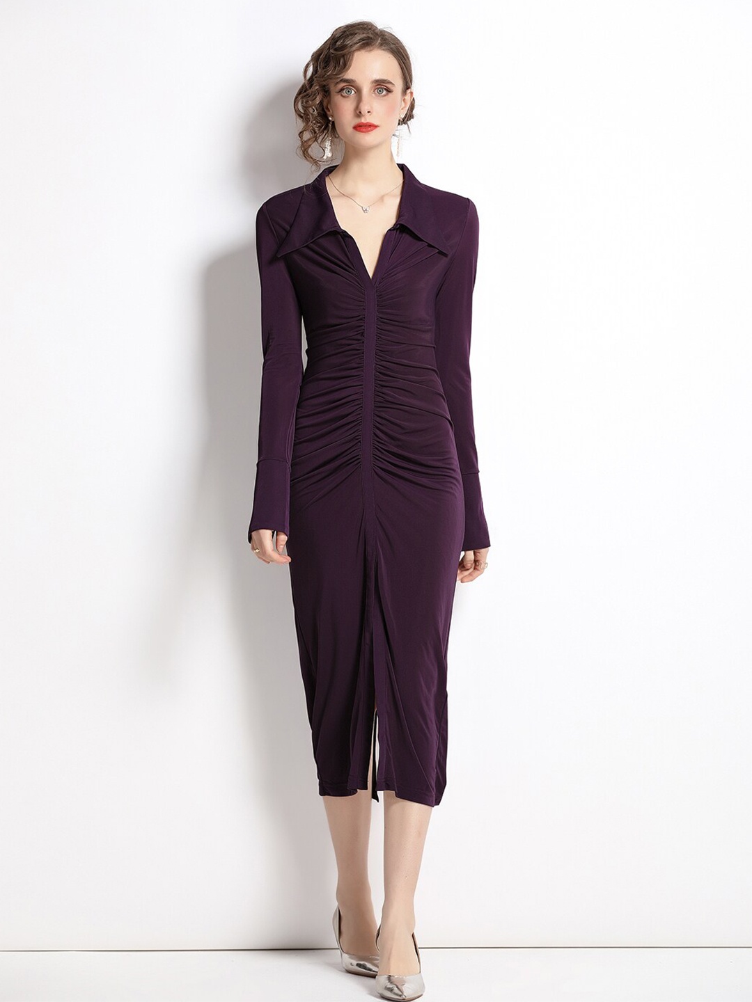 

JC Collection Women Purple Shirt Midi Dress