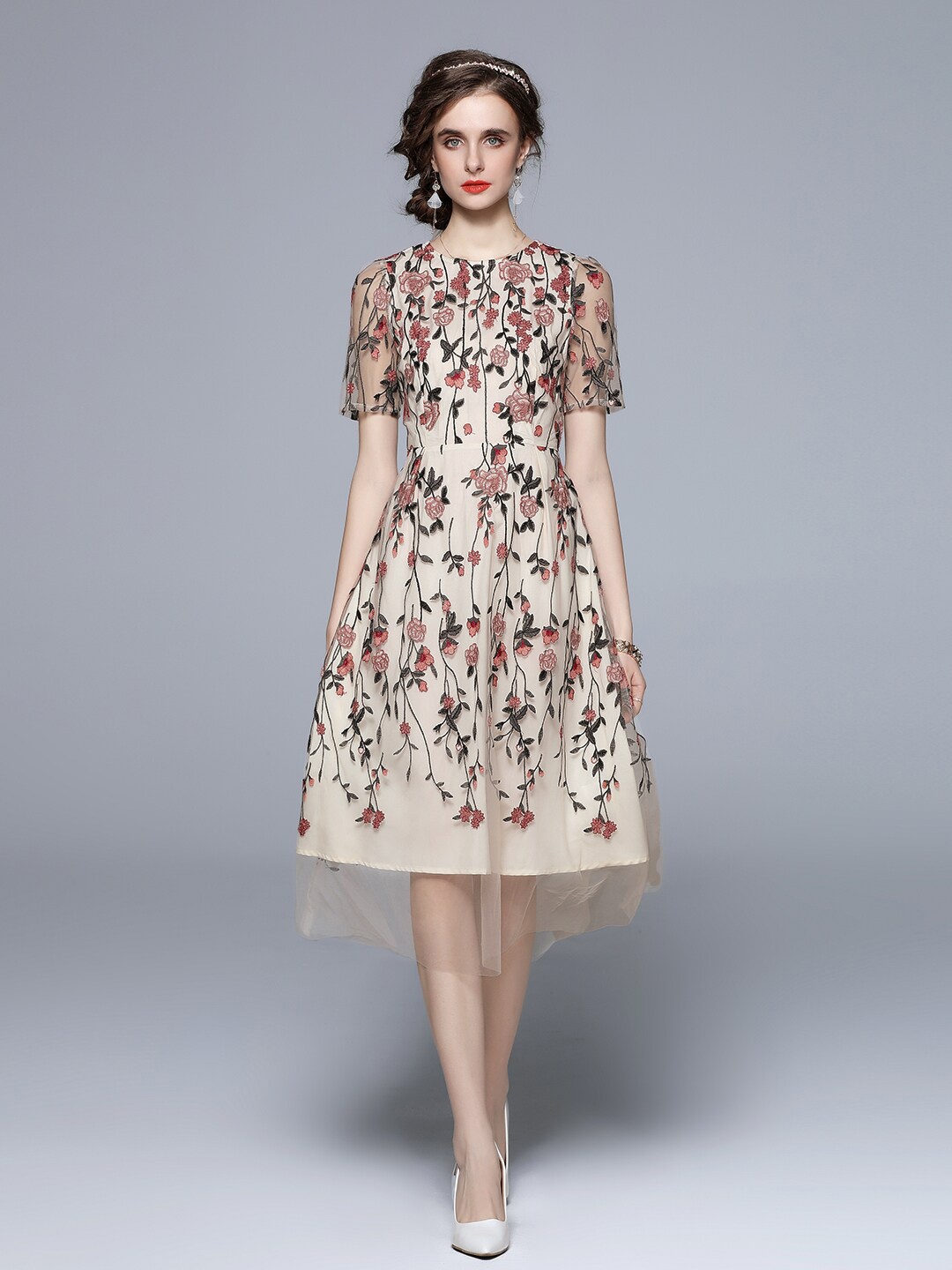 

JC Collection Women Multicoloured Floral Midi Dress, Multi