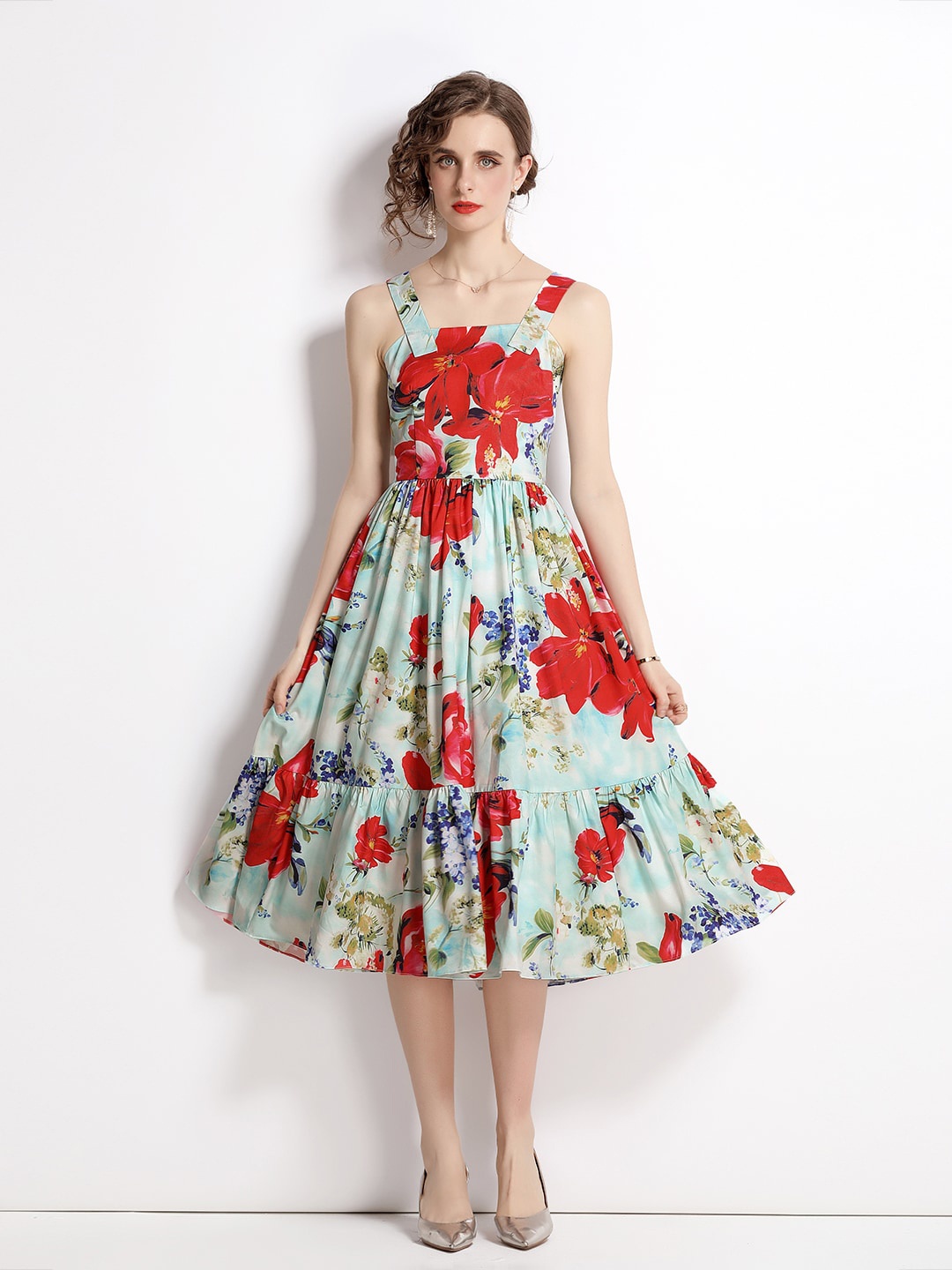 

JC Collection Multicoloured Floral Printed Midi Dress, Multi