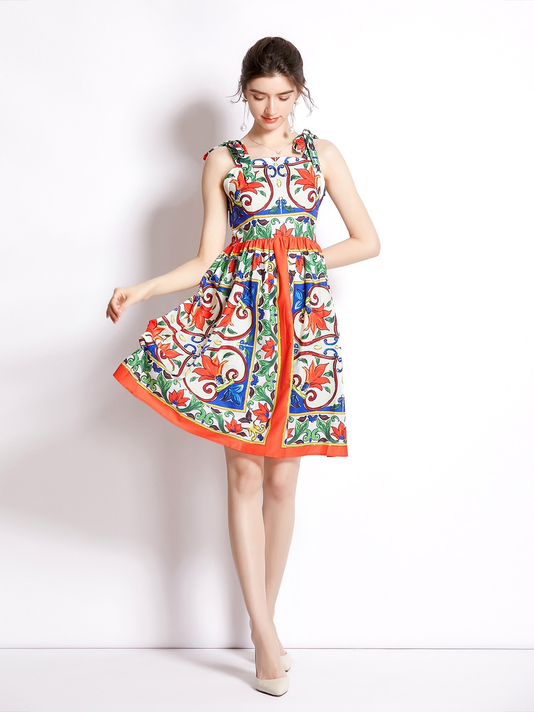

JC Collection Orange & Blue Floral Dress