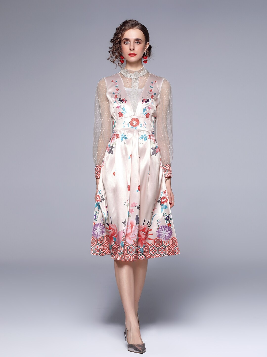 

JC Collection Women Multicoloured Floral Midi Dress, Multi