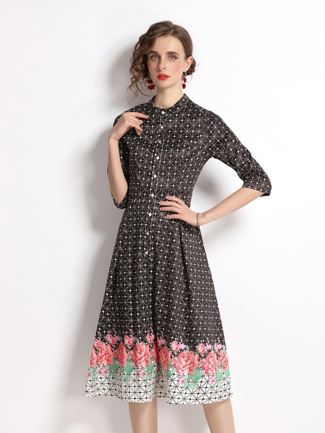 

JC Collection Black Floral Midi Dress