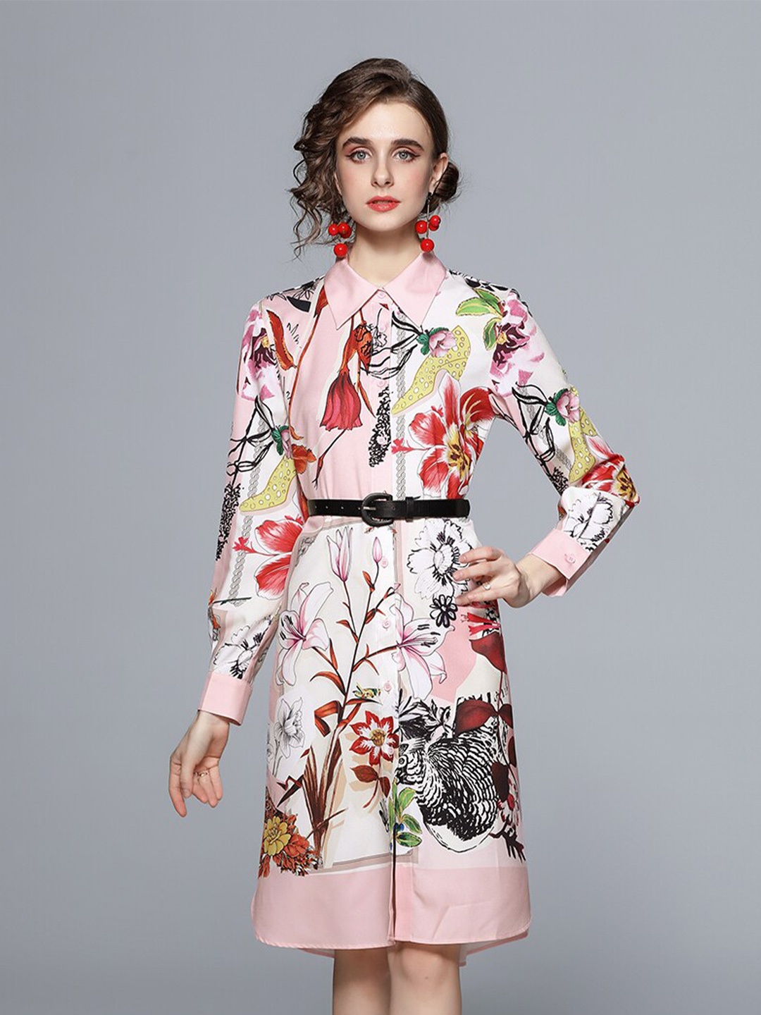 

JC Collection Women Pink Floral A-Line Dress