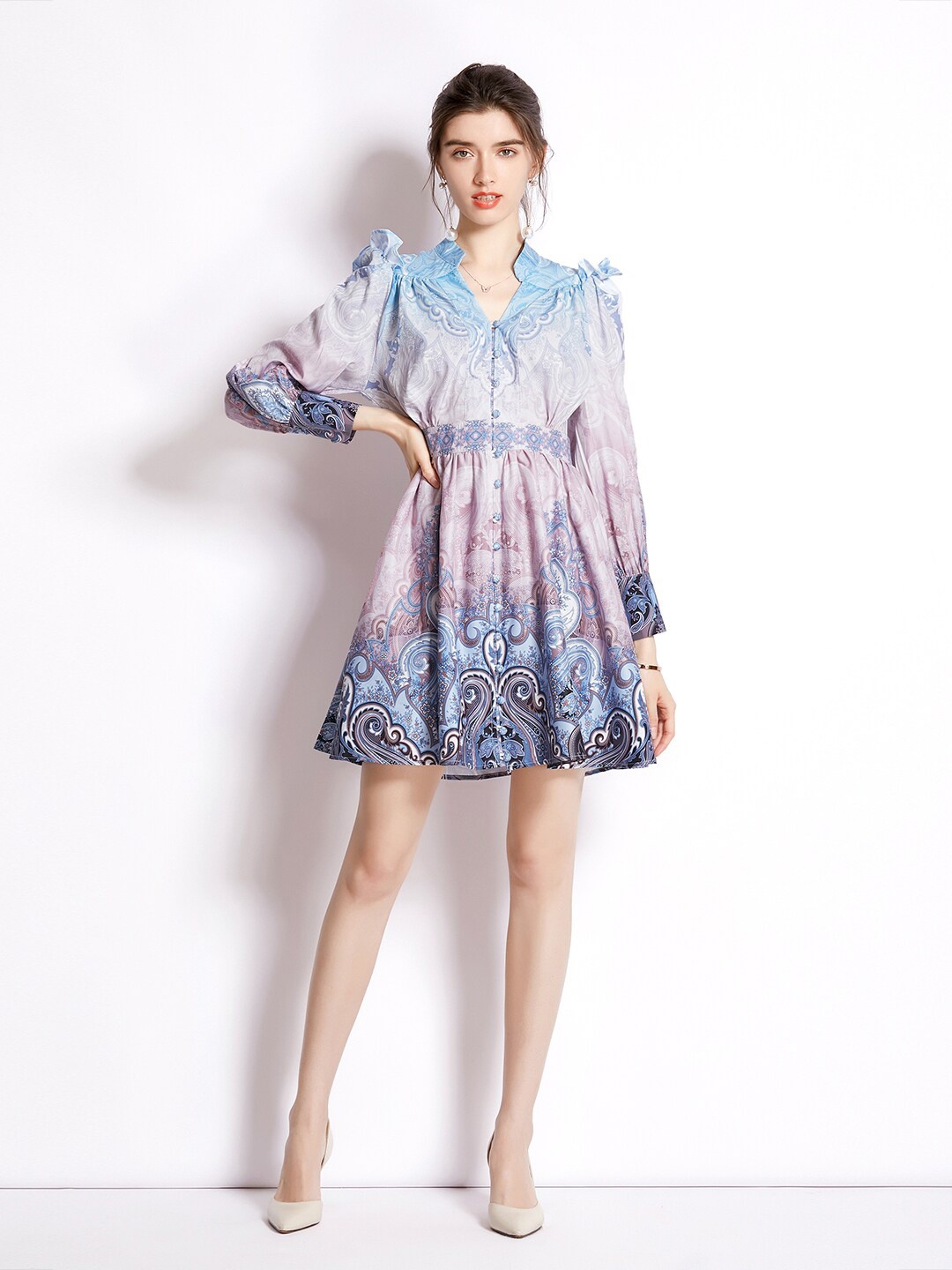 

JC Collection Purple Blue Floral Mini Dress