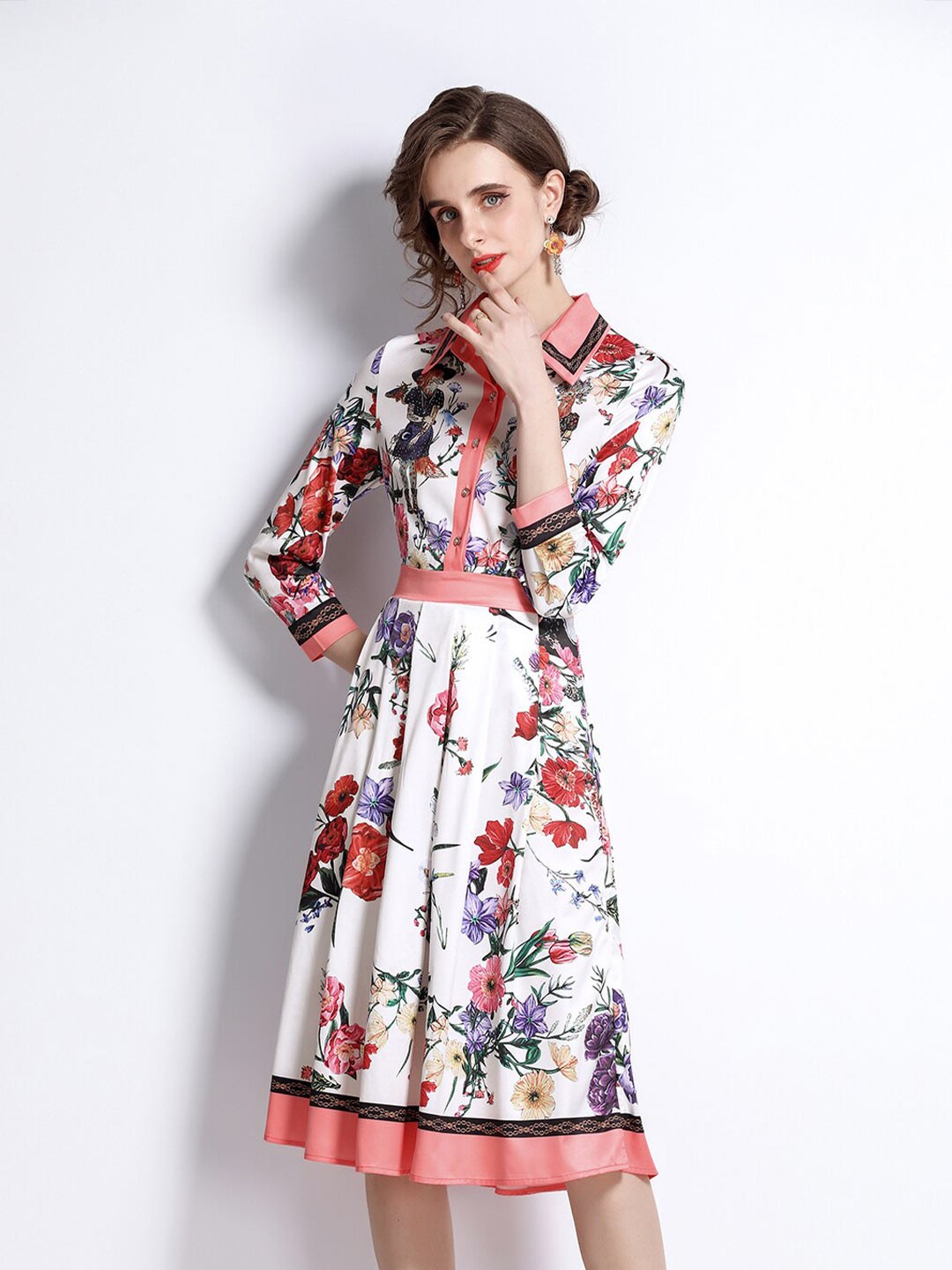 

JC Collection White & Red Floral Shirt Midi Dress