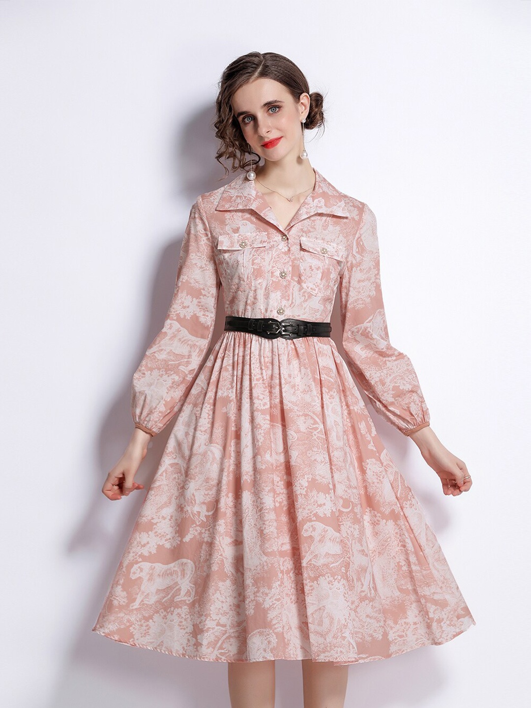

JC Collection Pink & White Floral Shirt Dress
