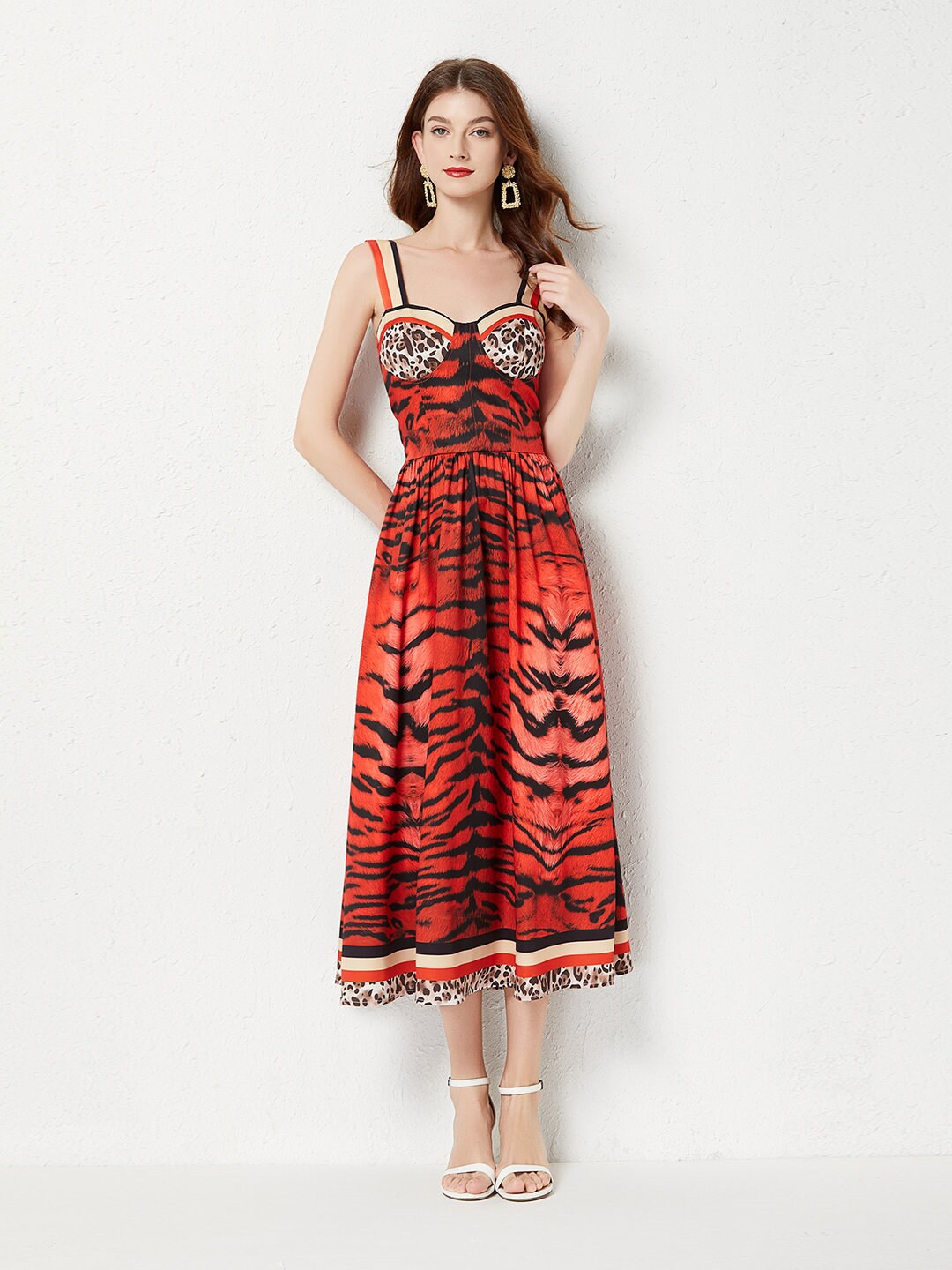 

JC Collection Red & Black Animal Print Maxi Dress